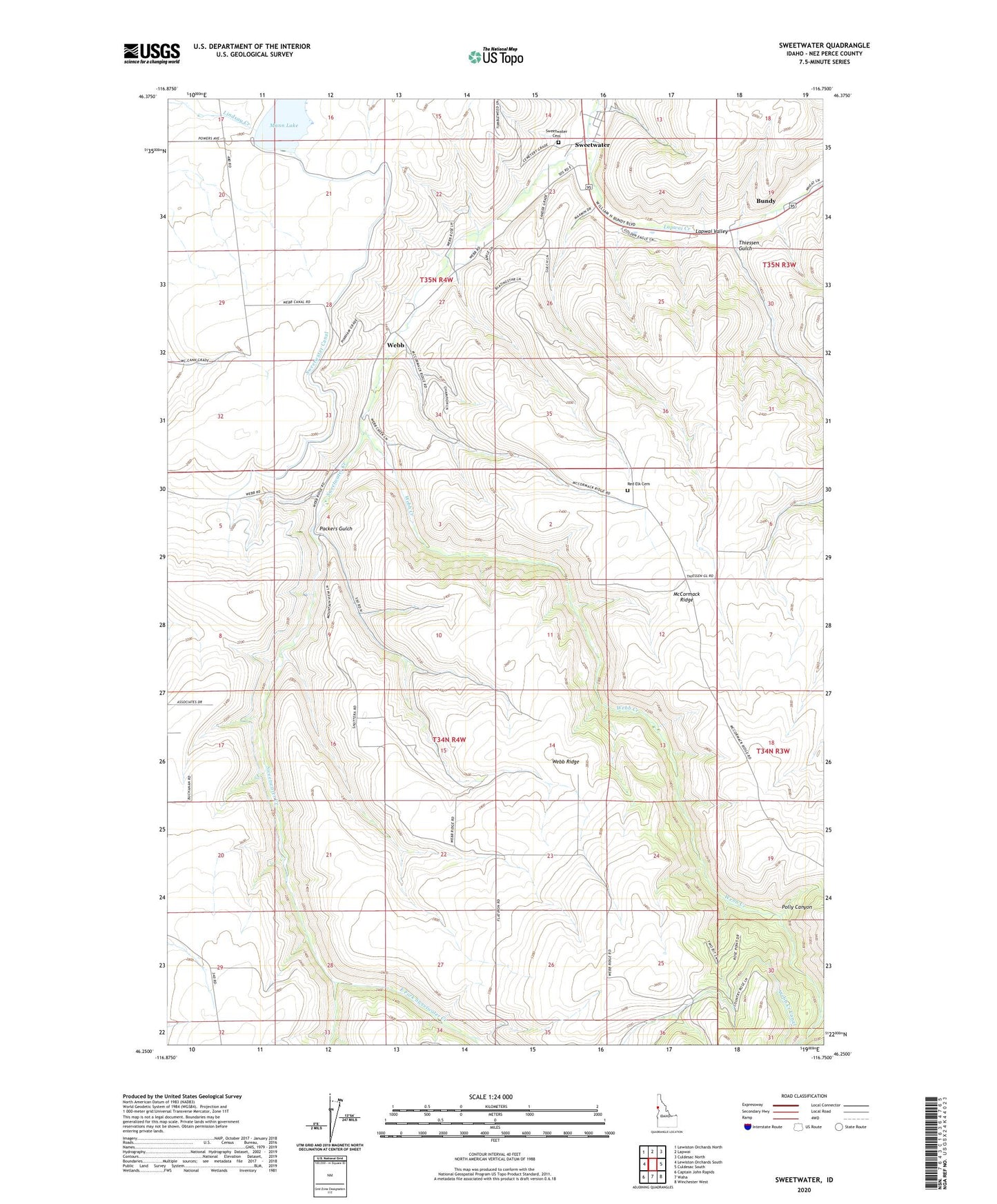 Sweetwater Idaho US Topo Map Image