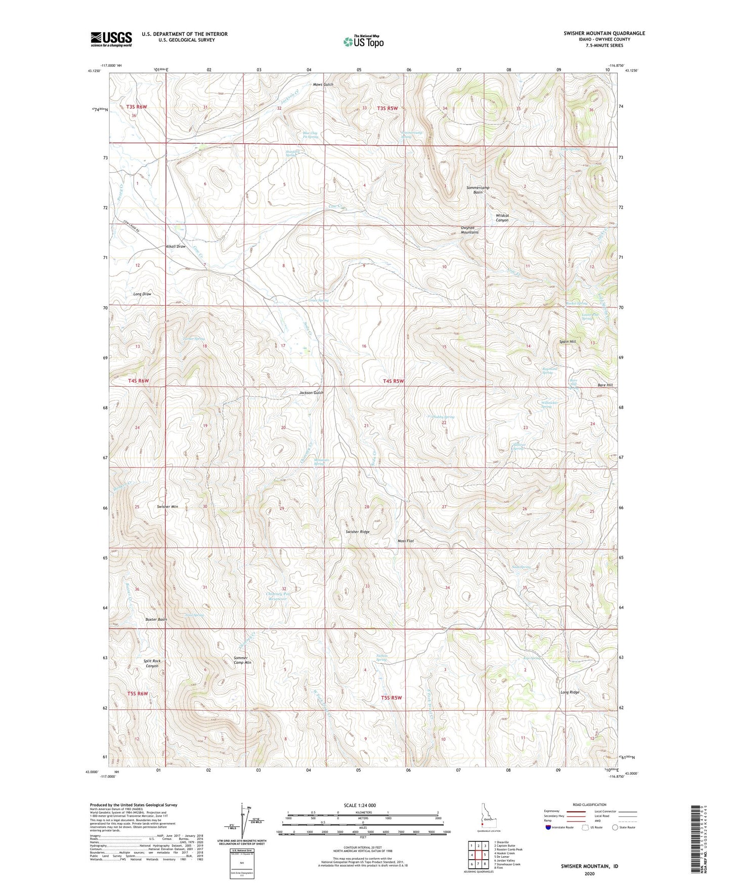 Swisher Mountain Idaho US Topo Map Image