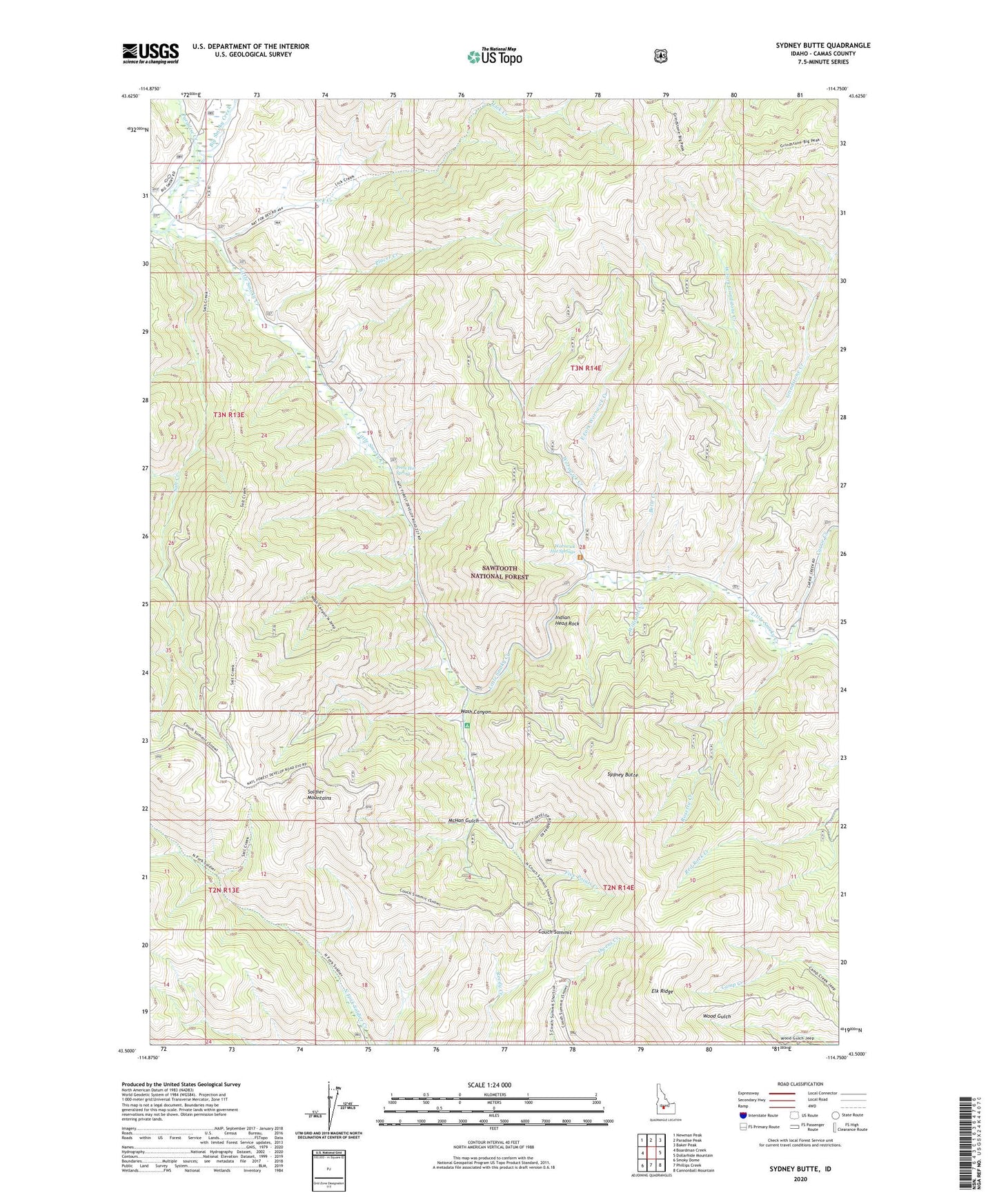 Sydney Butte Idaho US Topo Map Image