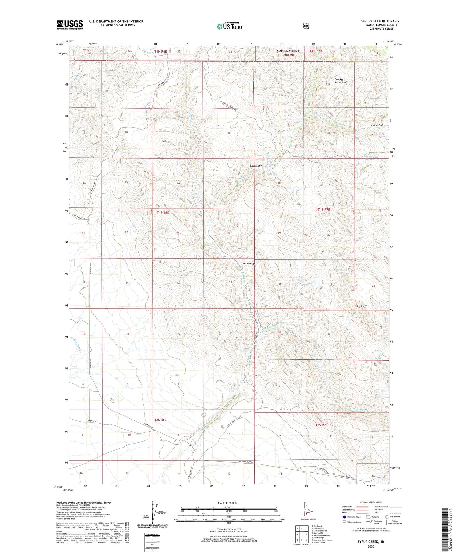 Syrup Creek Idaho US Topo Map Image