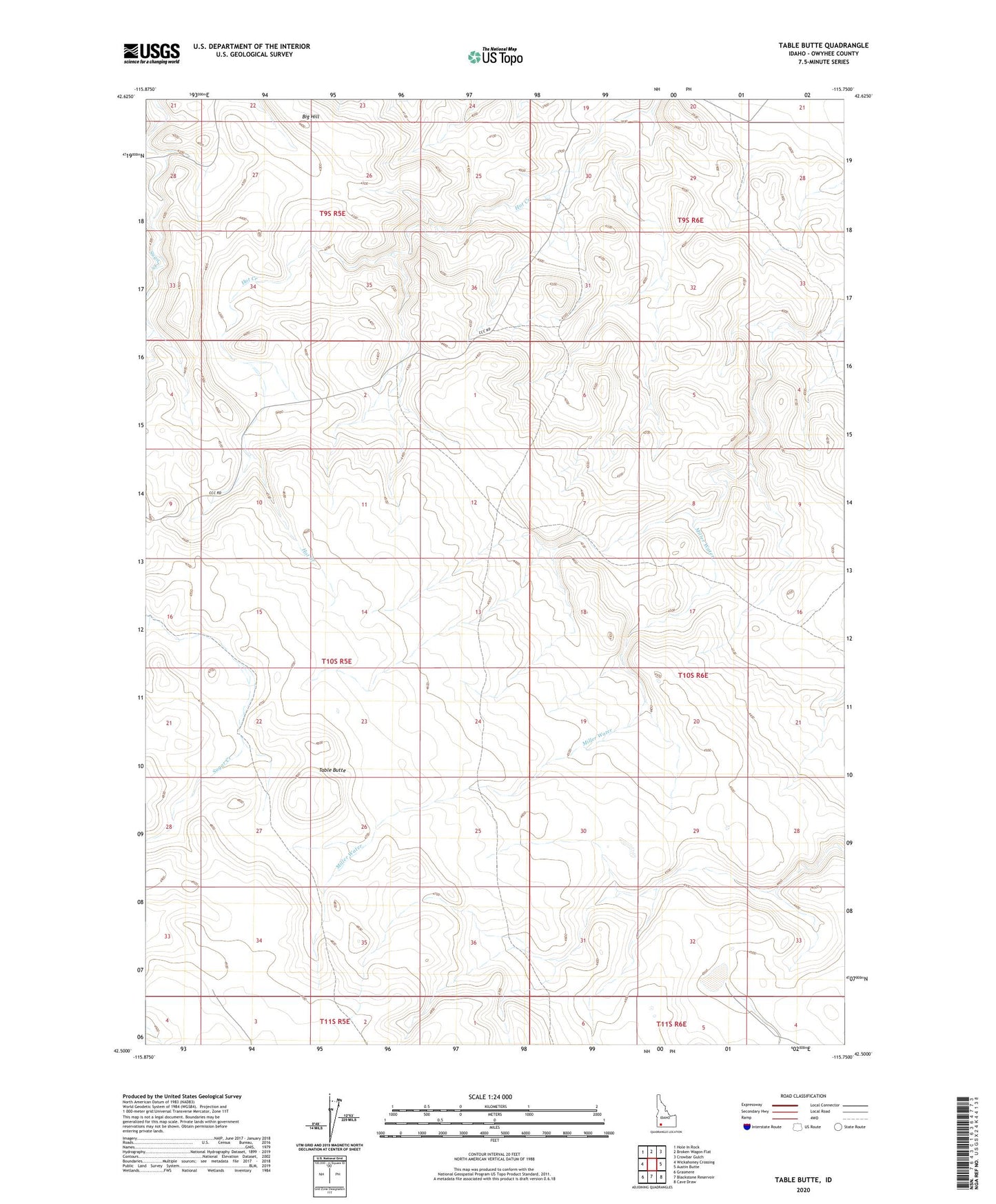 Table Butte Idaho US Topo Map Image