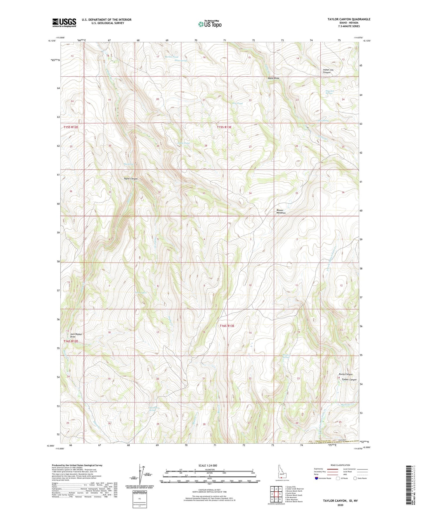 Taylor Canyon Idaho US Topo Map Image