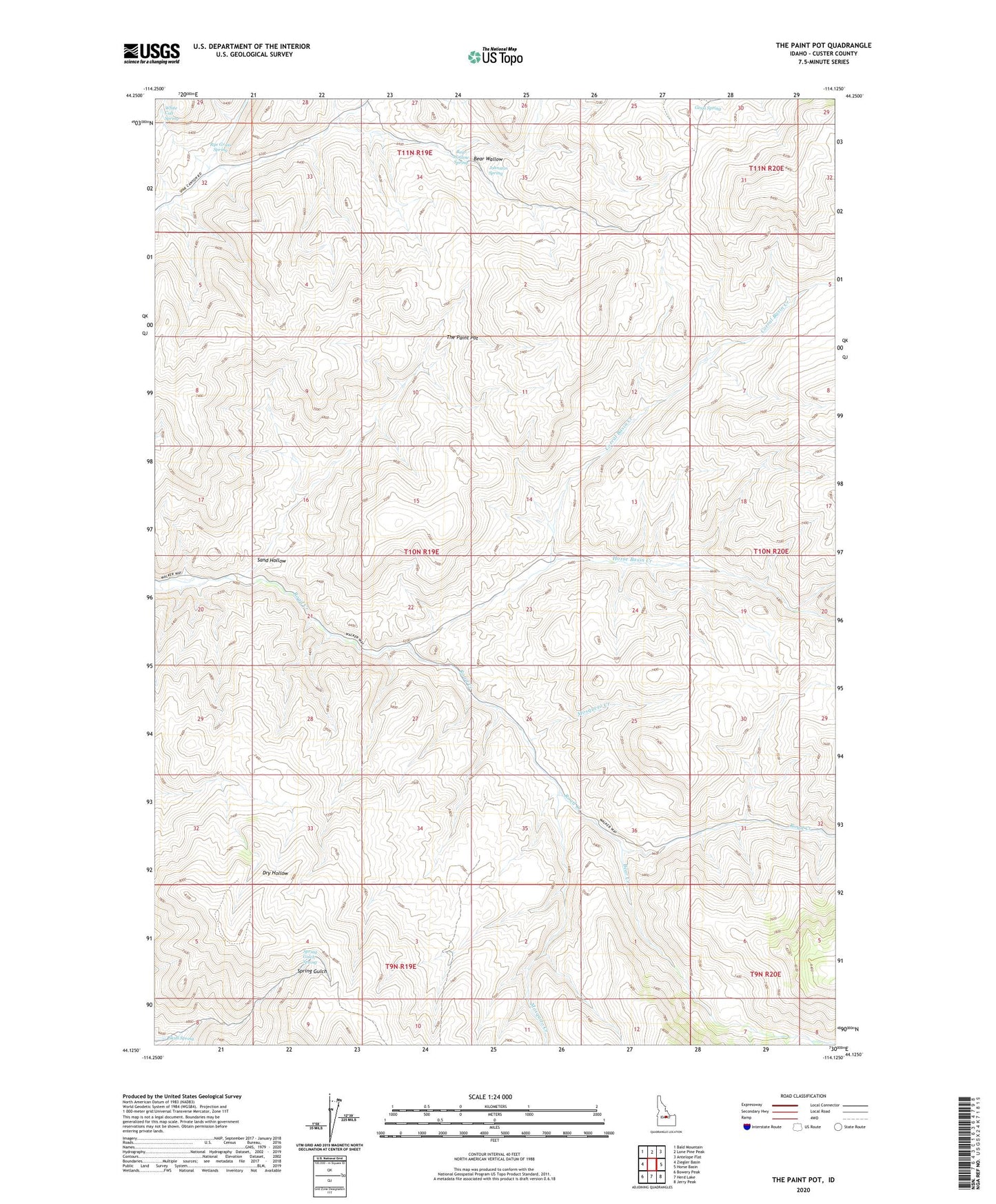 The Paint Pot Idaho US Topo Map Image