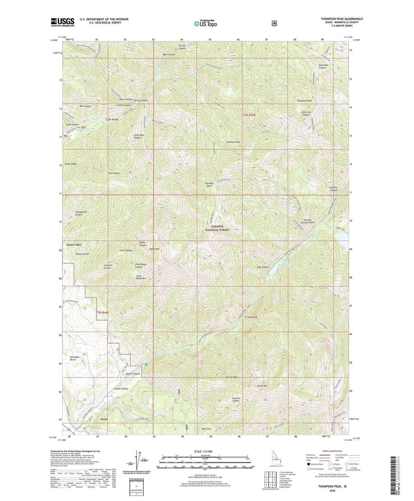 Thompson Peak Idaho US Topo Map Image