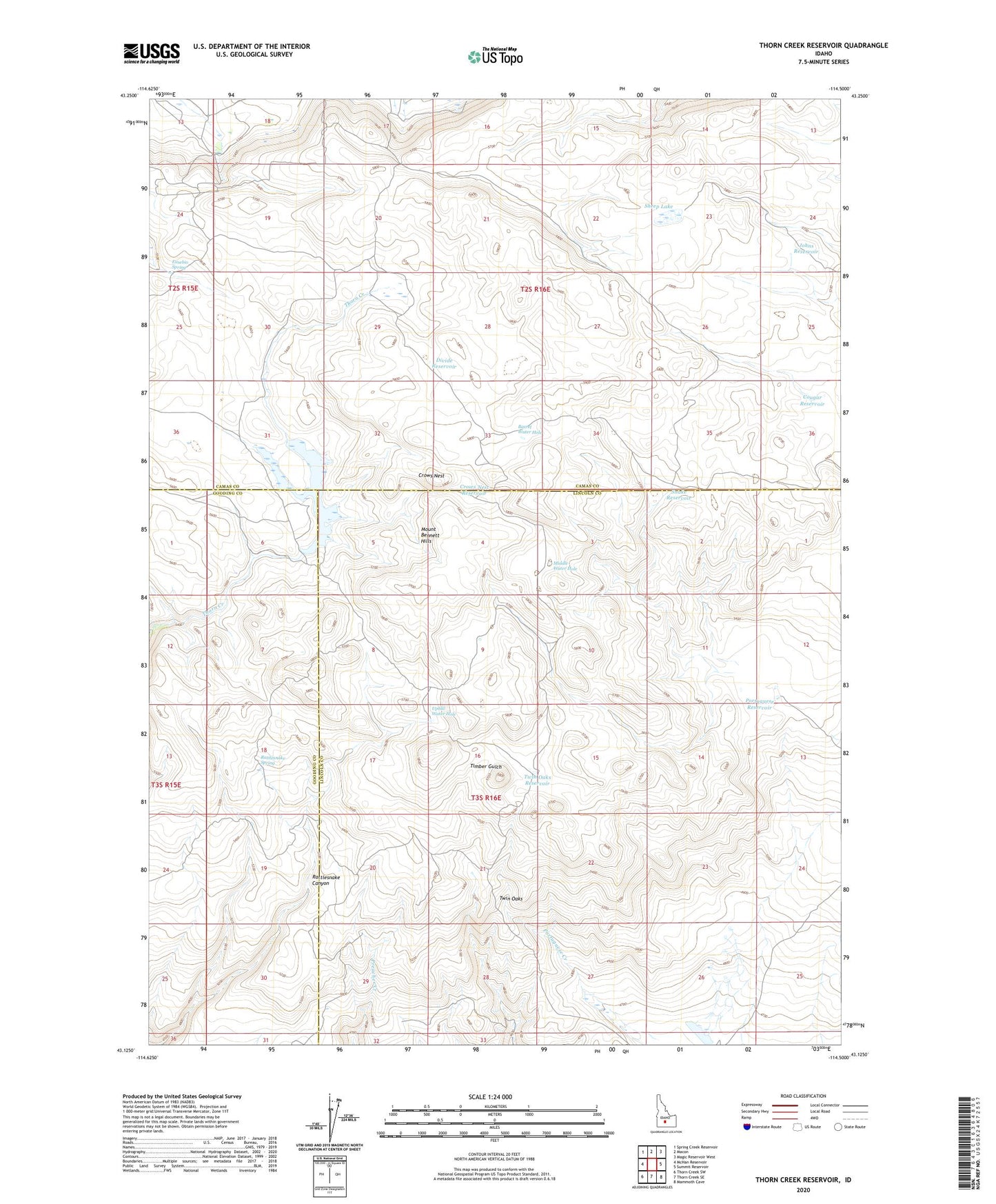 Thorn Creek Reservoir Idaho US Topo Map Image