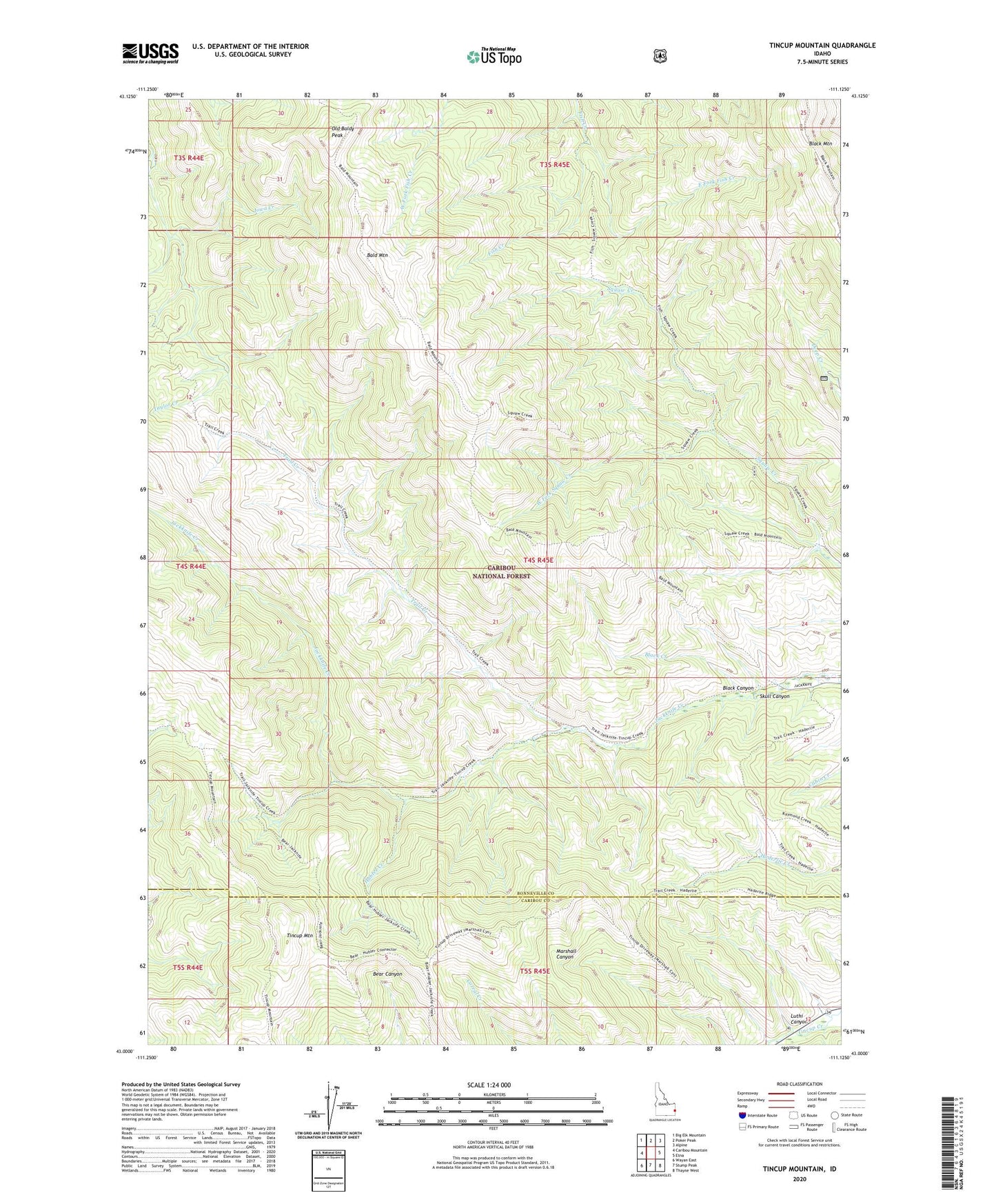 Tincup Mountain Idaho US Topo Map Image