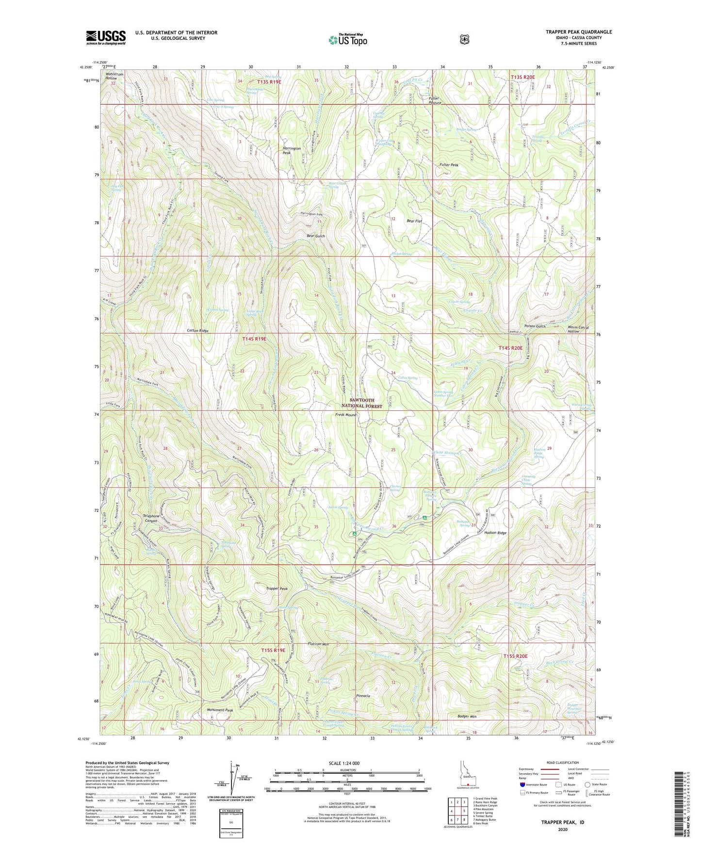 Trapper Peak Idaho US Topo Map Image