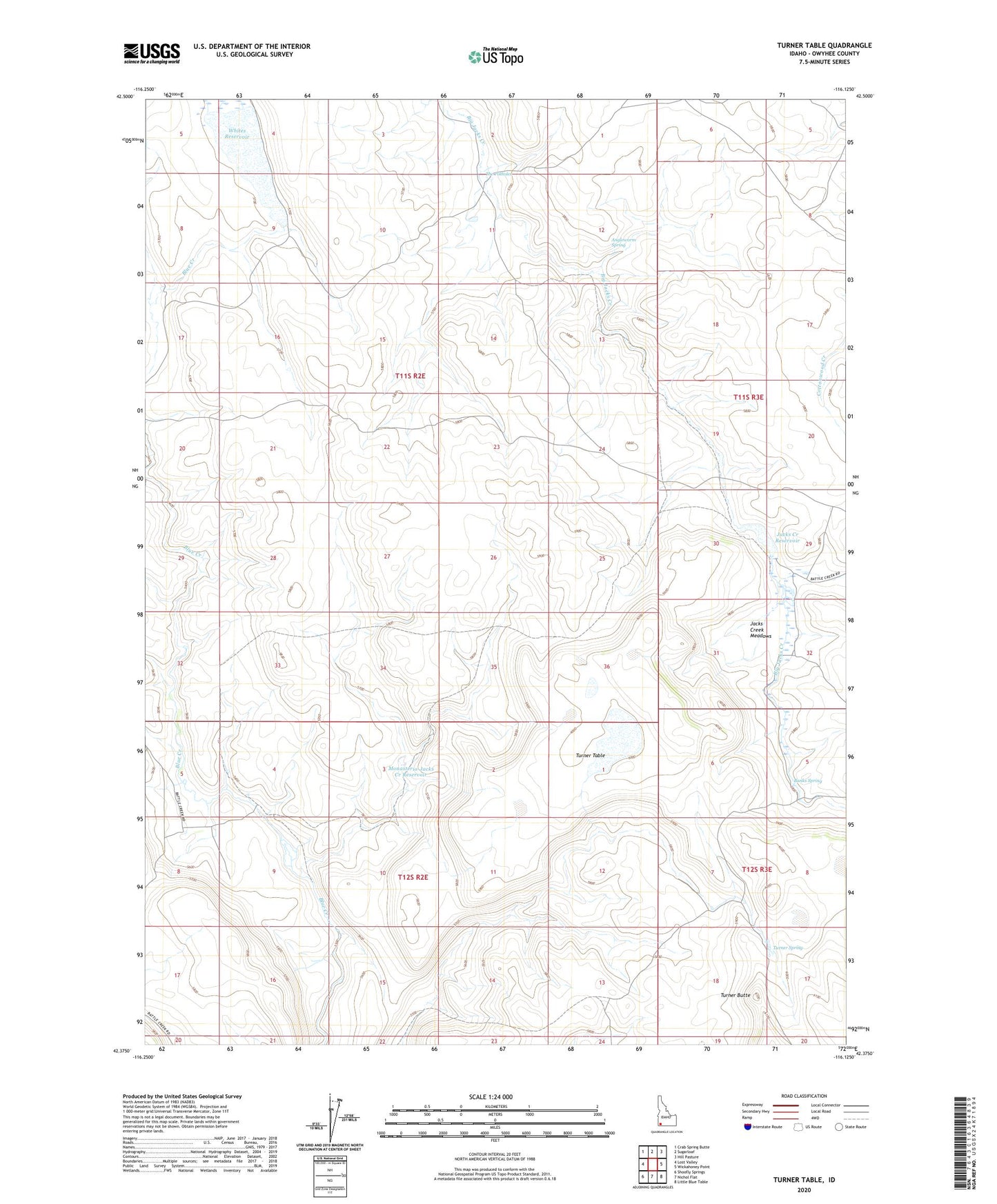 Turner Table Idaho US Topo Map Image