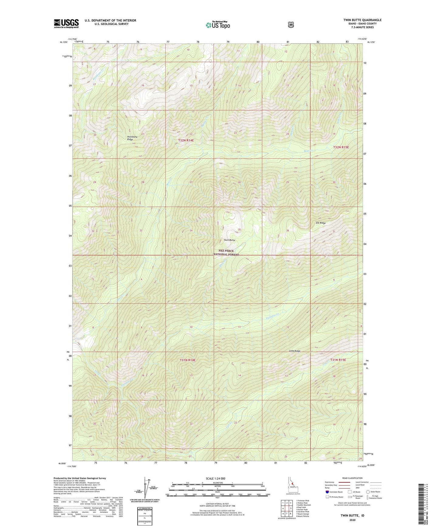 Twin Butte Idaho US Topo Map Image
