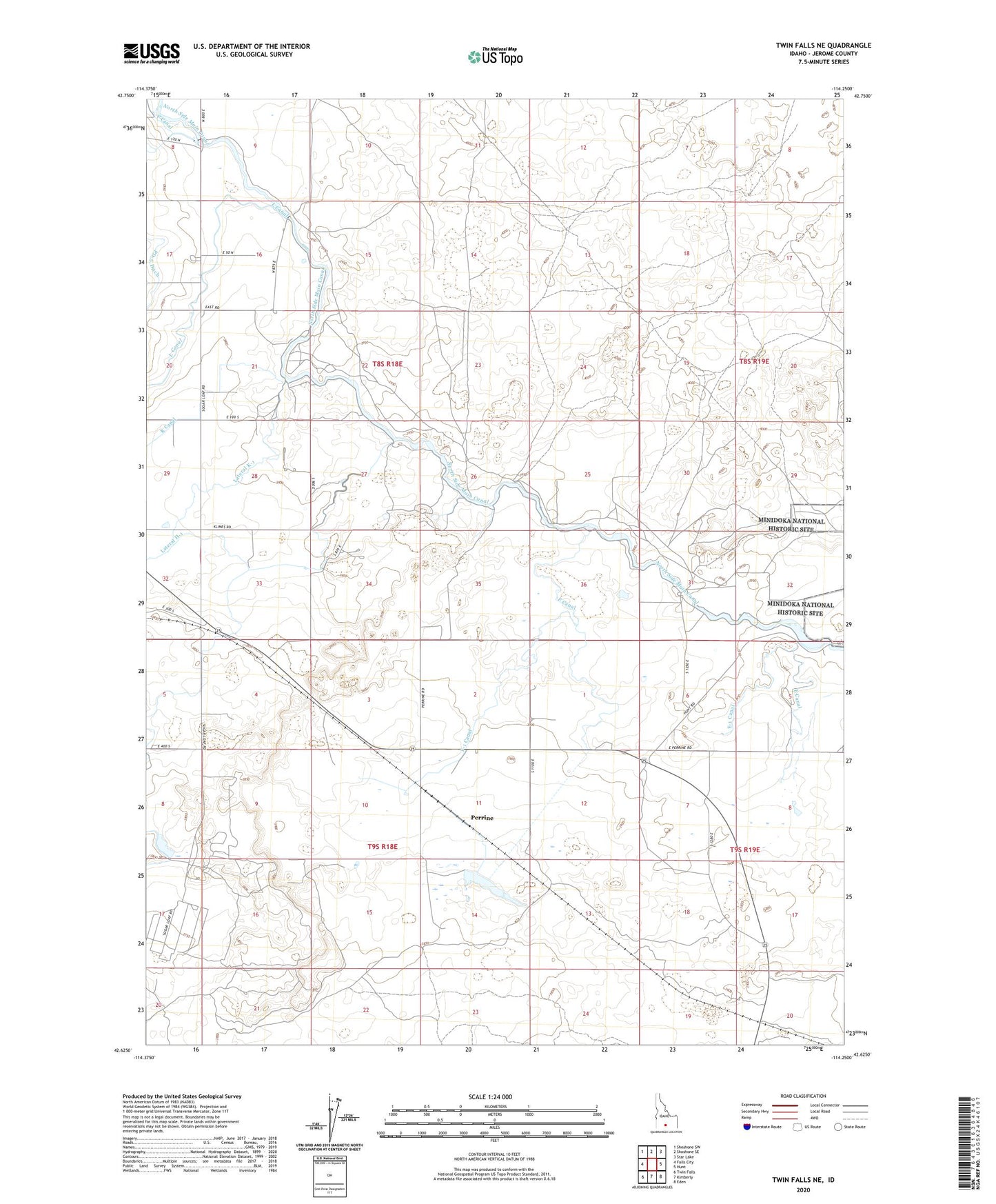 Twin Falls NE Idaho US Topo Map Image