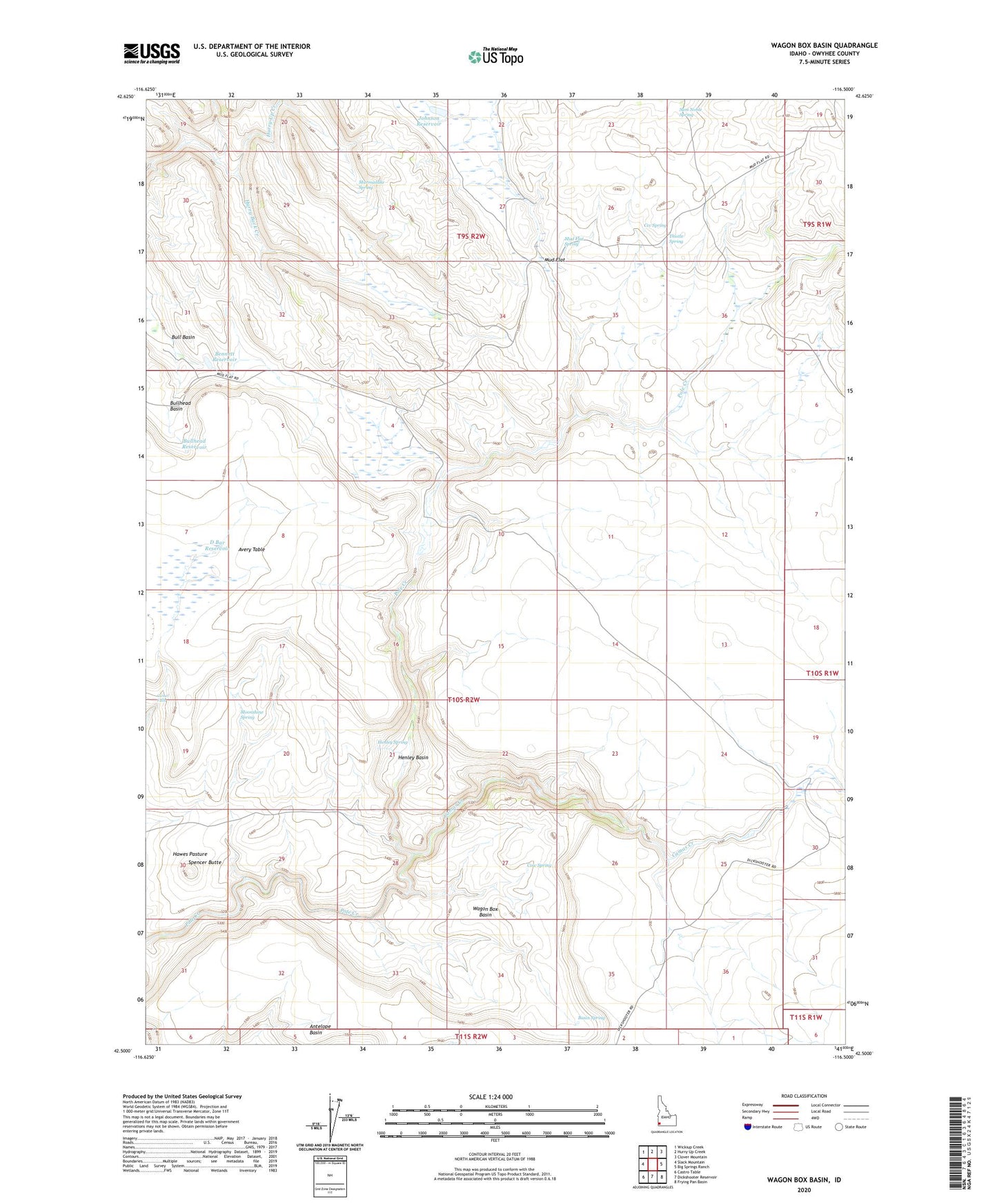 Wagon Box Basin Idaho US Topo Map Image