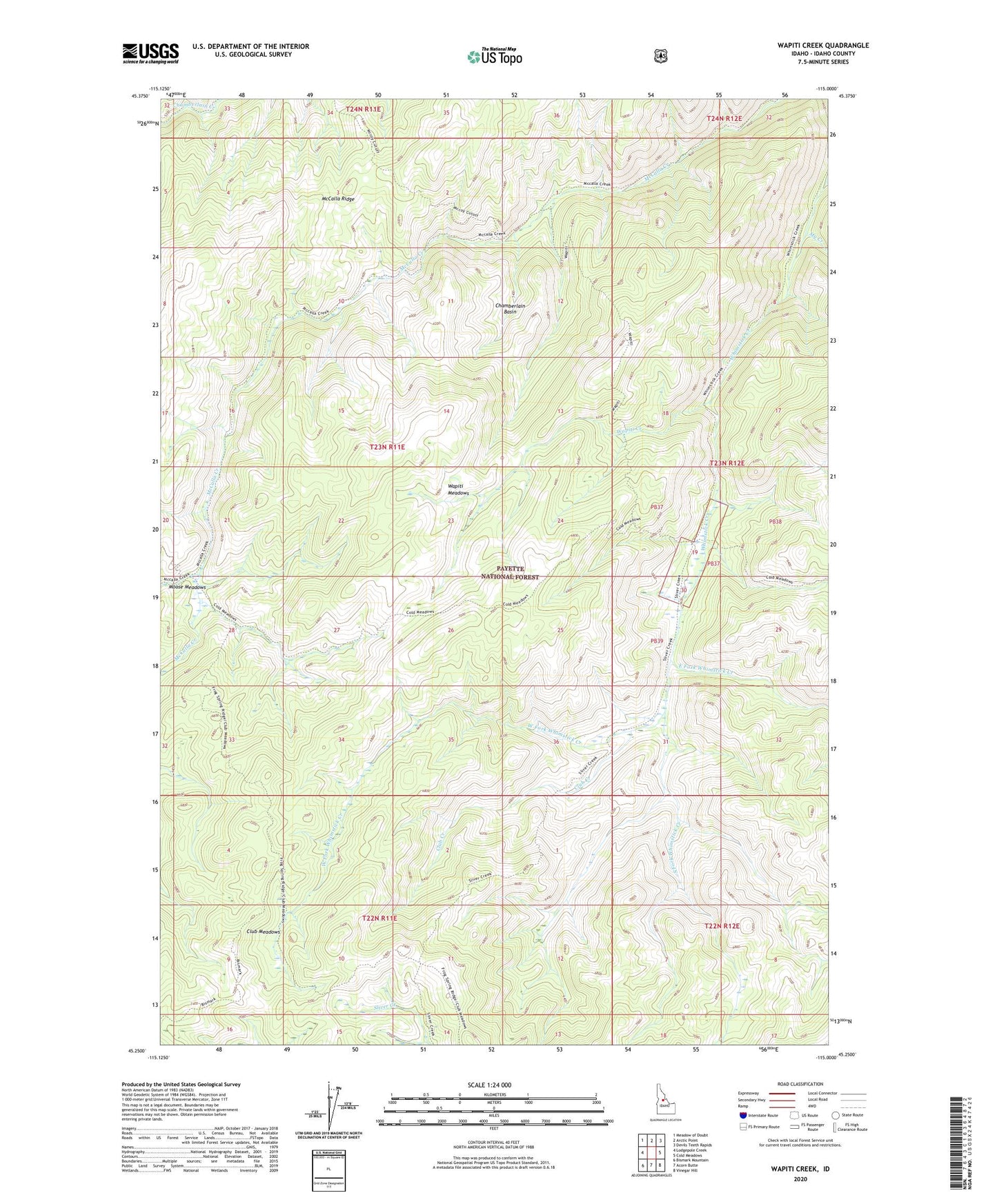 Wapiti Creek Idaho US Topo Map Image