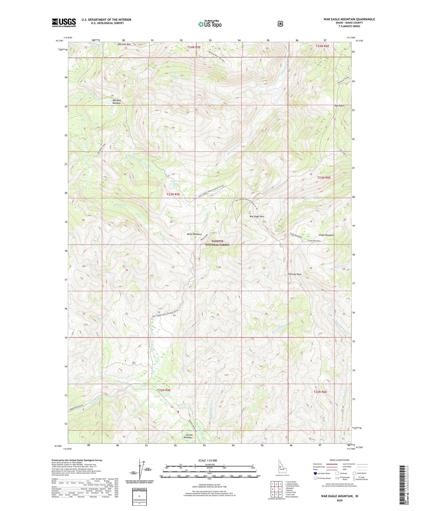 War Eagle Mountain Idaho US Topo Map Image