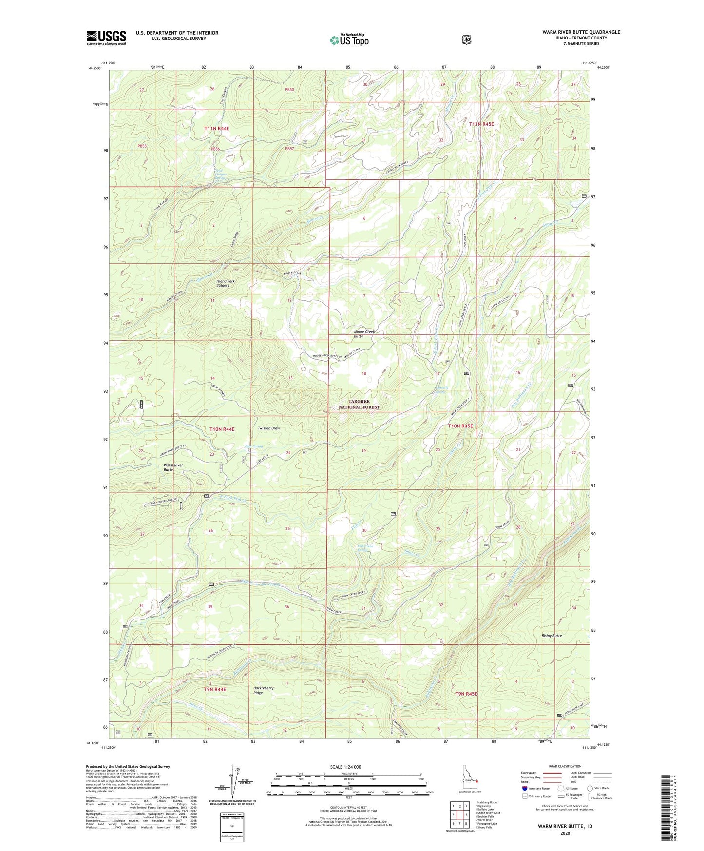 Warm River Butte Idaho US Topo Map Image