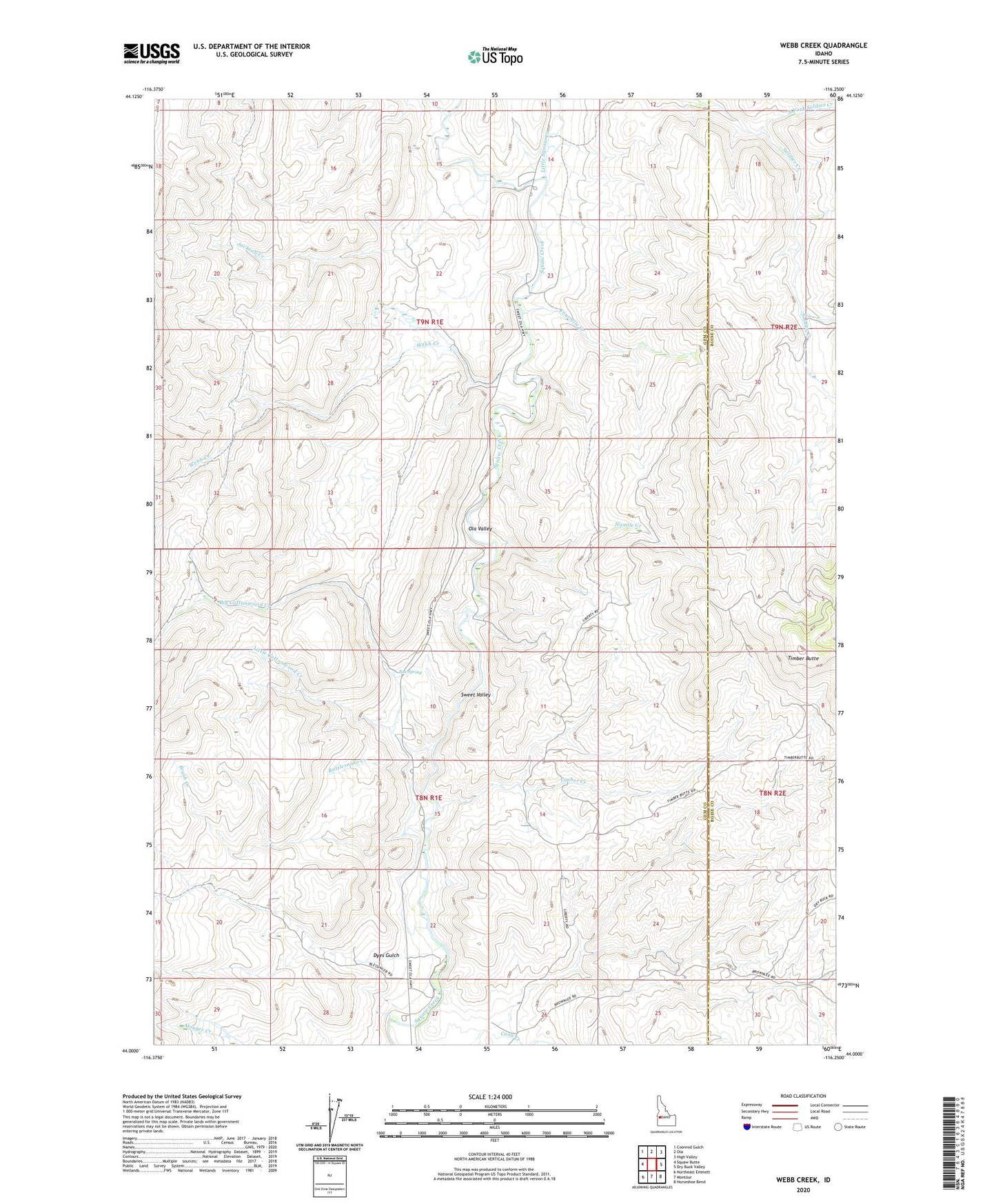 Webb Creek Idaho US Topo Map Image