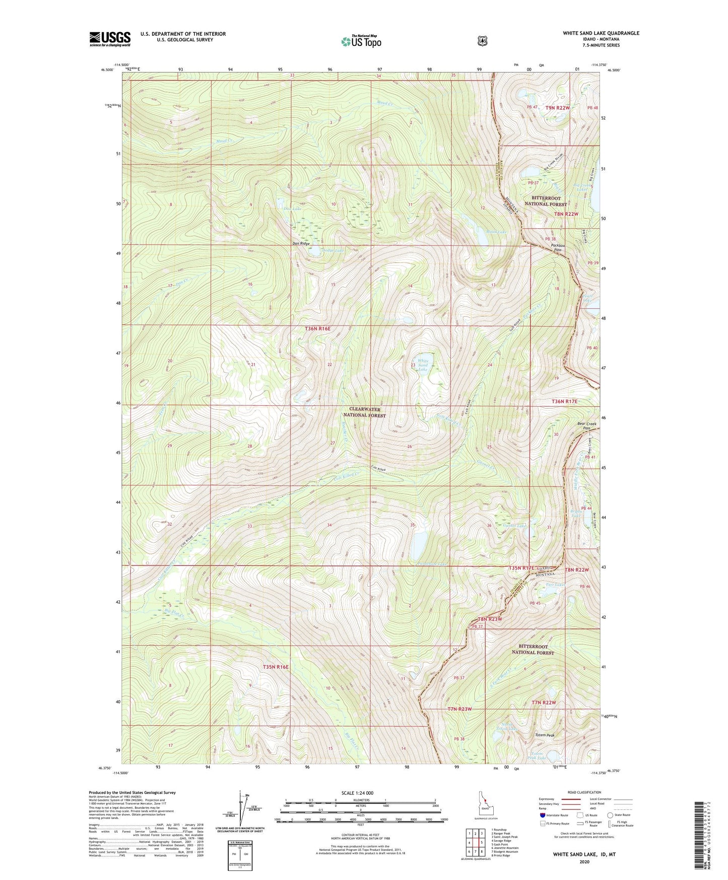 White Sand Lake Idaho US Topo Map Image