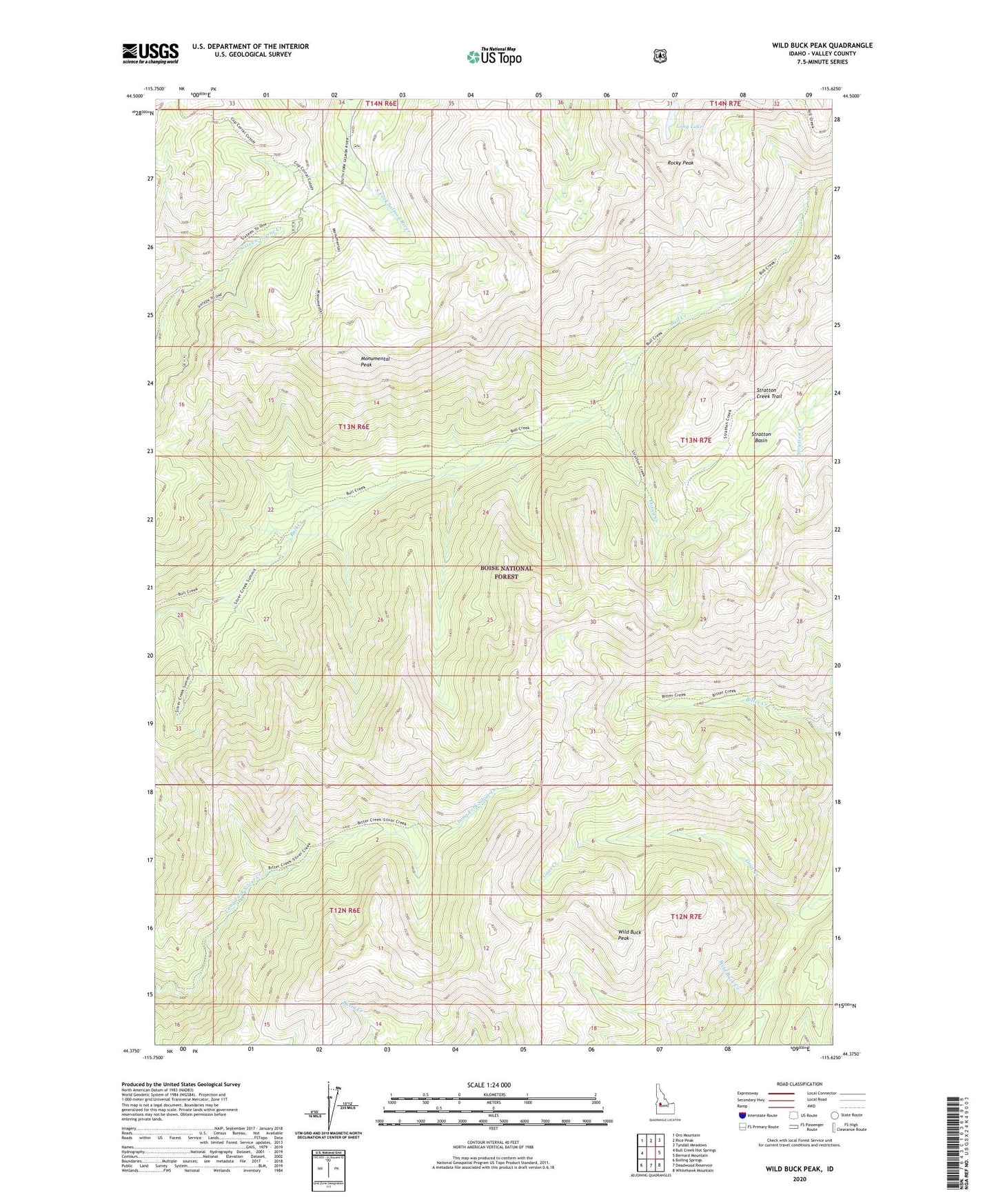 Wild Buck Peak Idaho US Topo Map Image