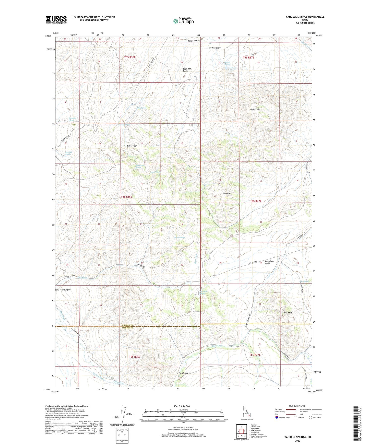 Yandell Springs Idaho US Topo Map Image