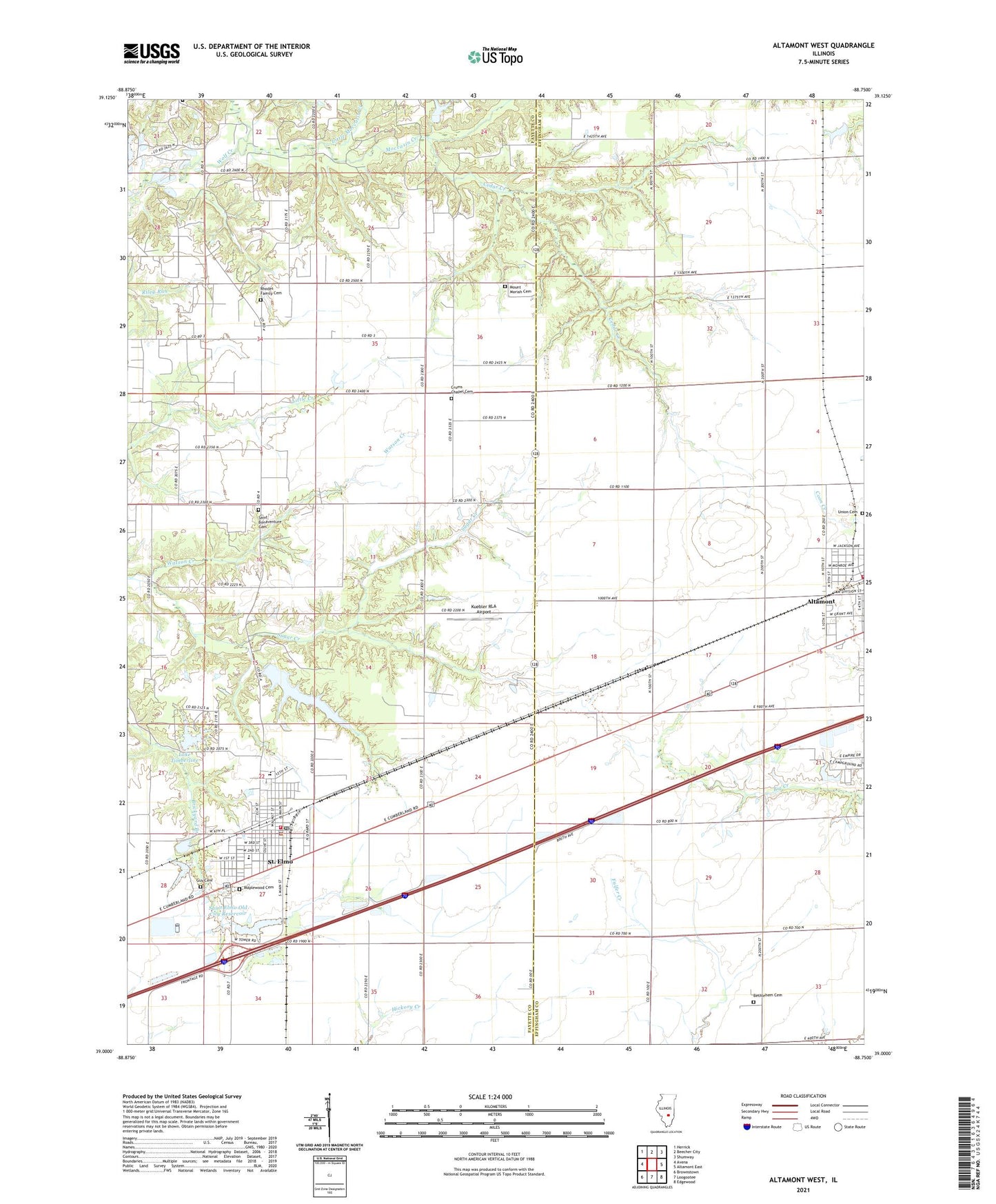 Altamont West Illinois US Topo Map Image