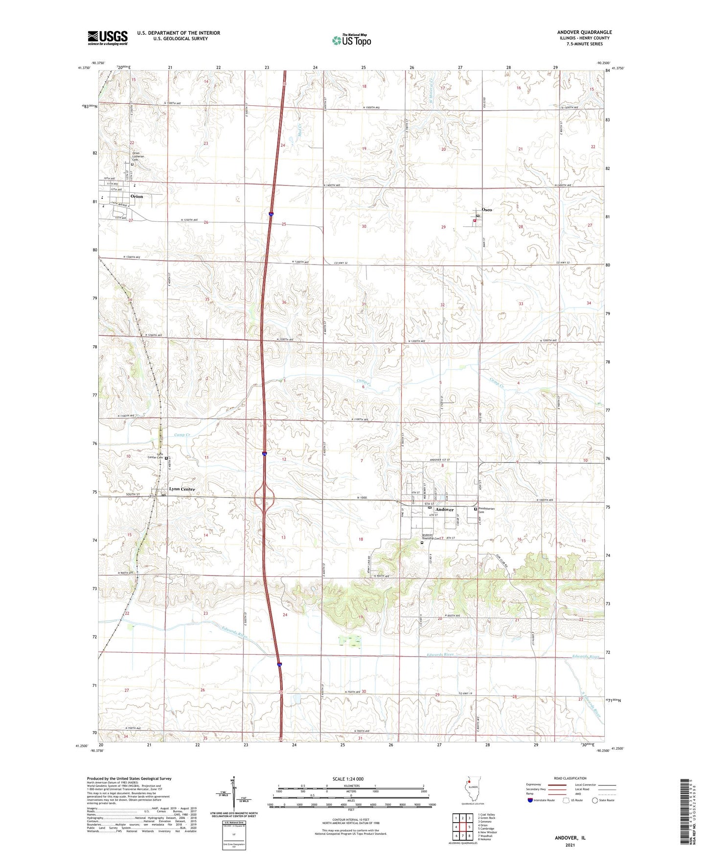 Andover Illinois US Topo Map Image