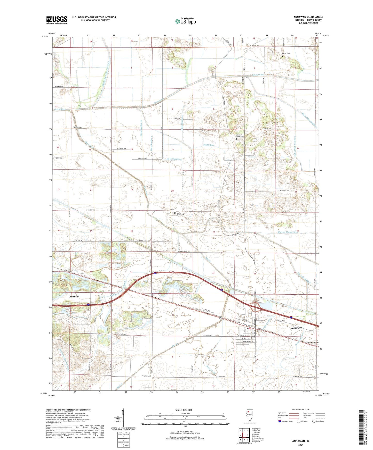 Annawan Illinois US Topo Map Image
