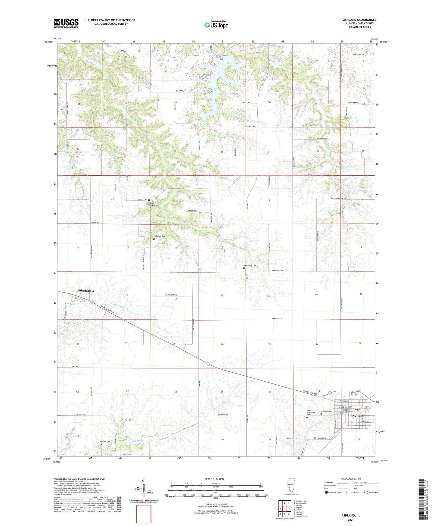 Ashland Illinois US Topo Map Image