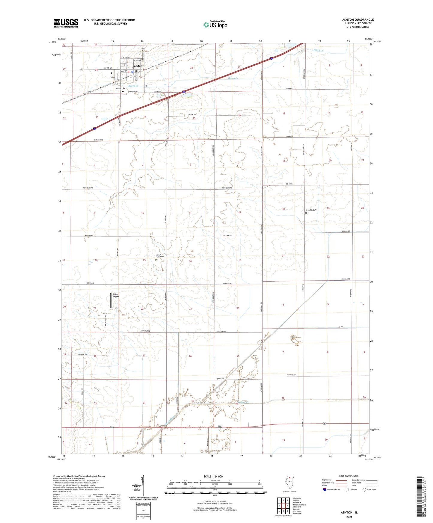 Ashton Illinois US Topo Map Image