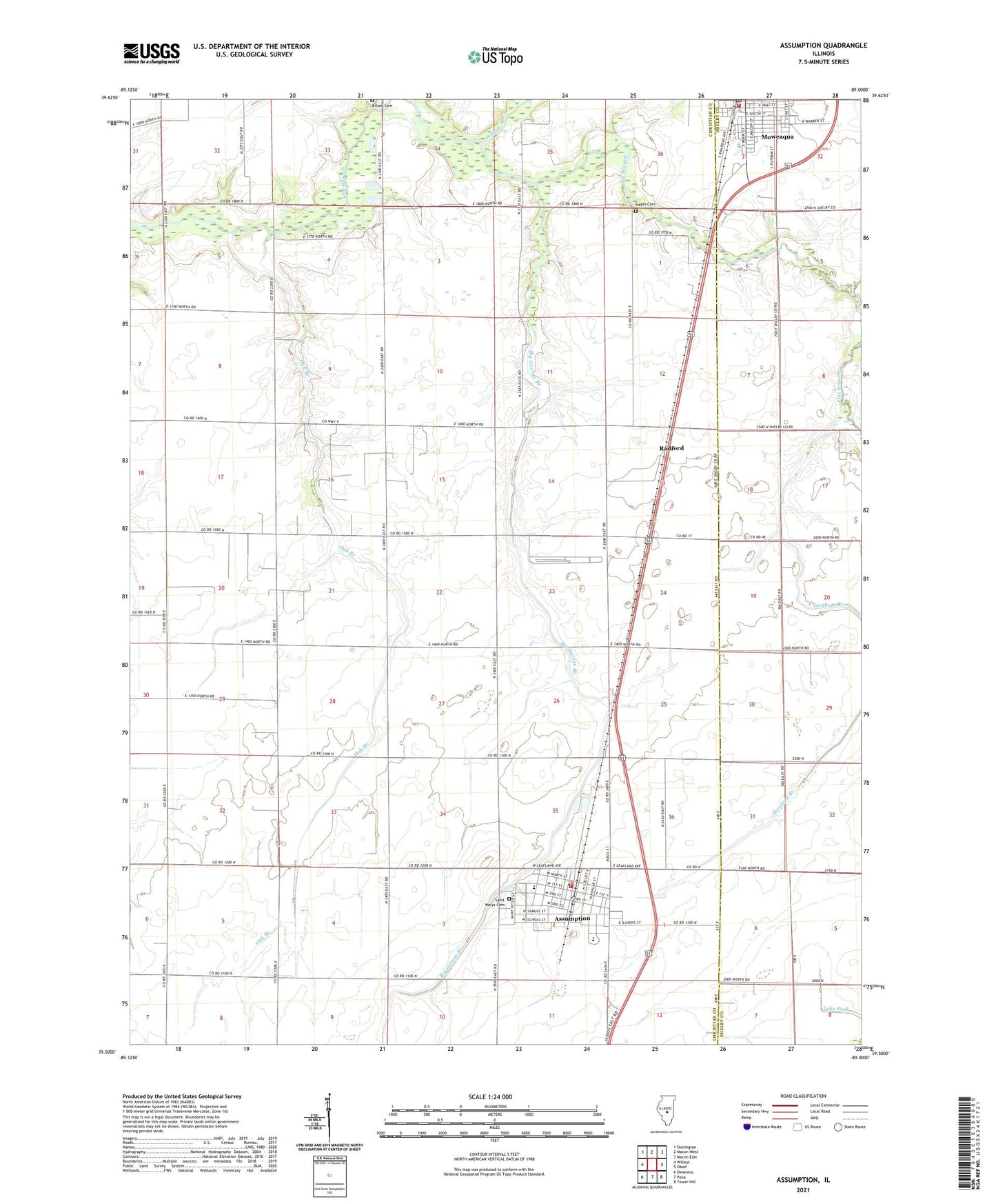 Assumption Illinois US Topo Map Image
