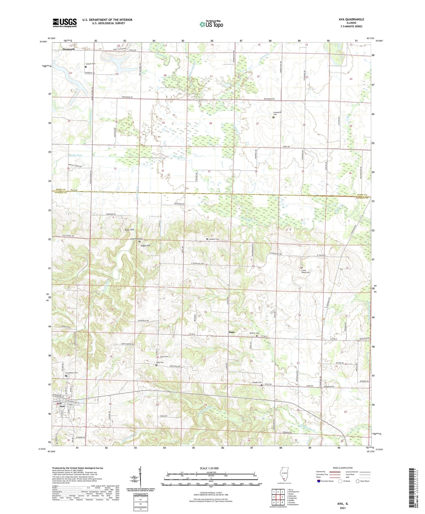 Ava Illinois US Topo Map Image