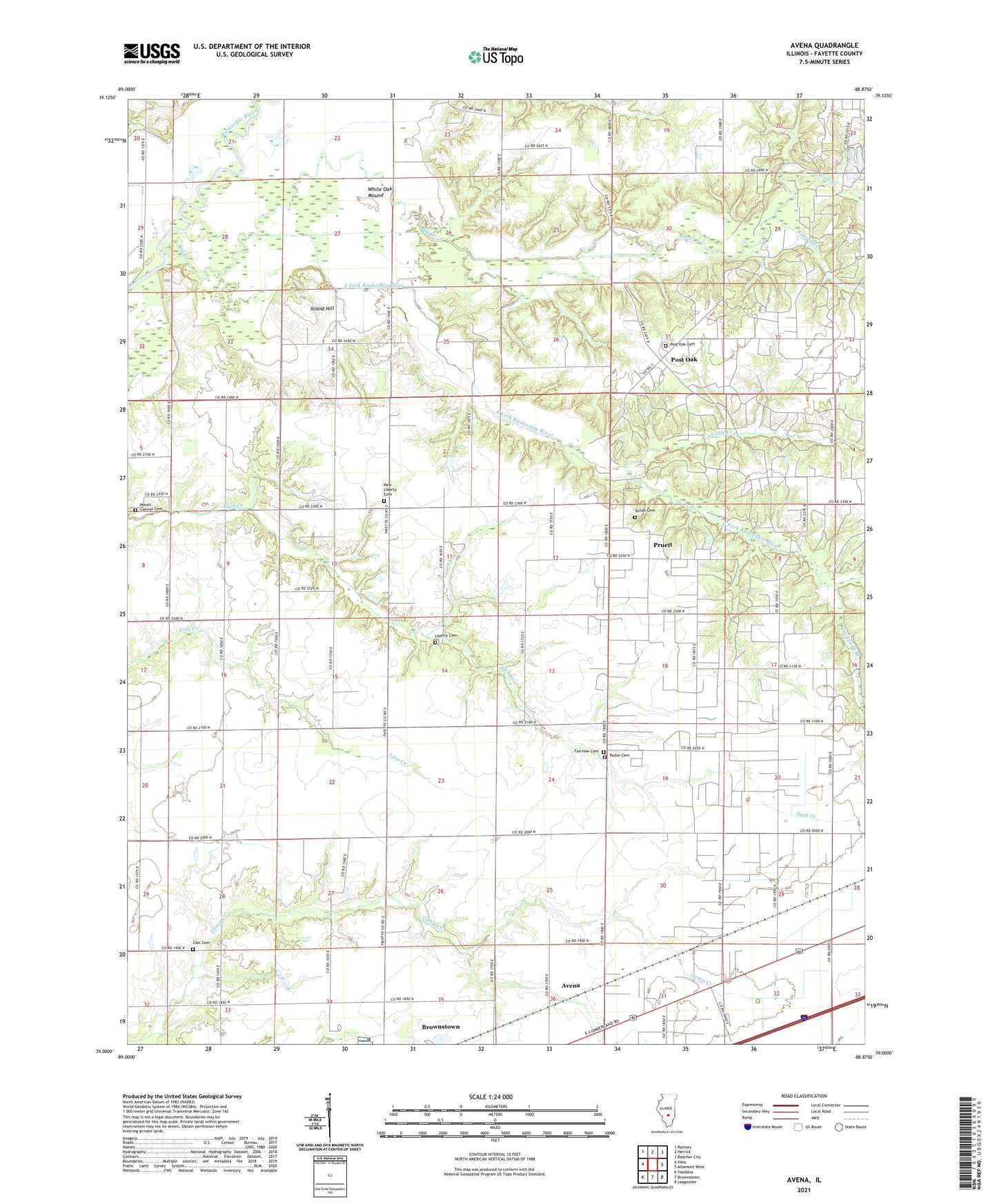 Avena Illinois US Topo Map Image