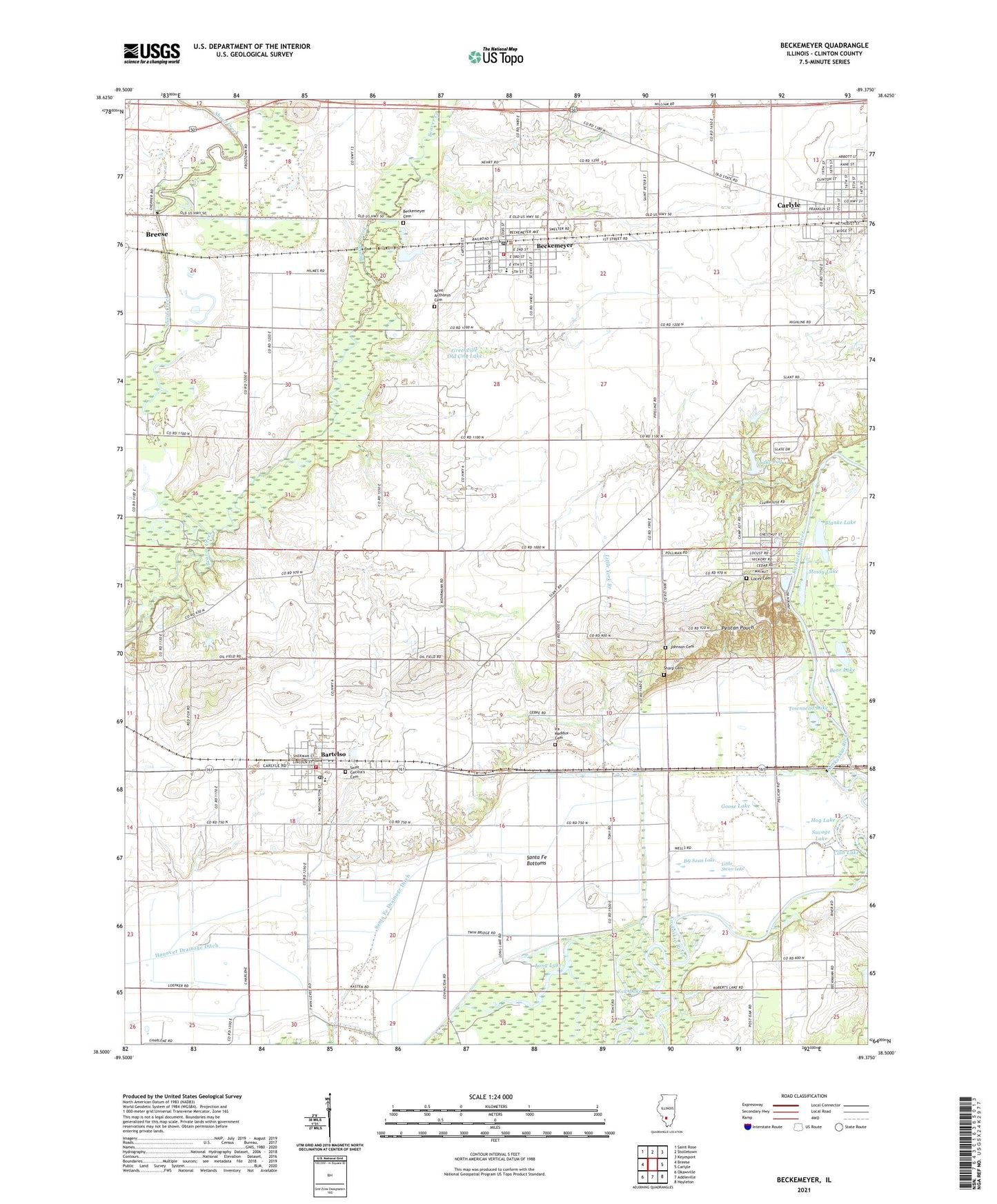 Beckemeyer Illinois US Topo Map Image