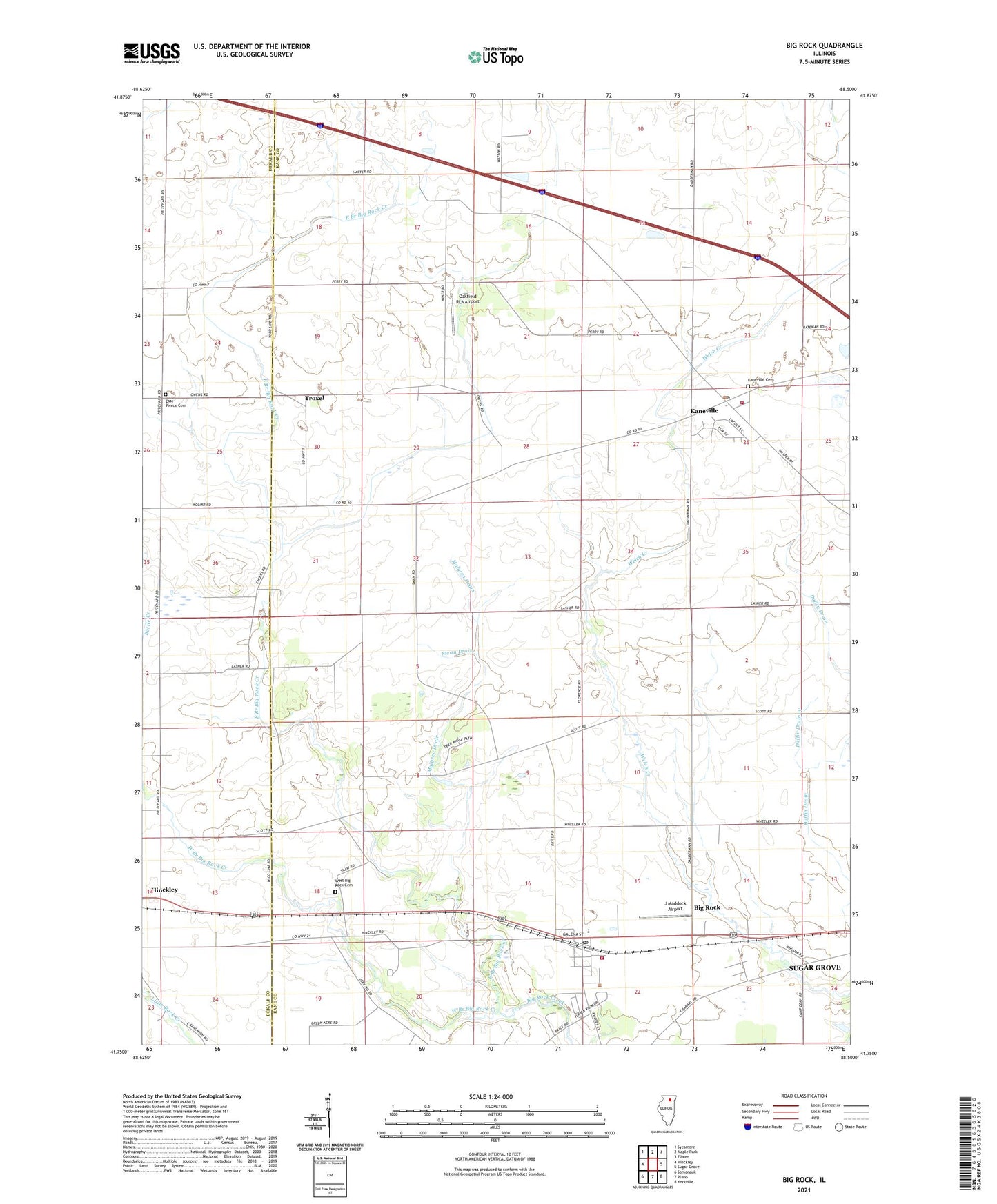 Big Rock Illinois US Topo Map Image