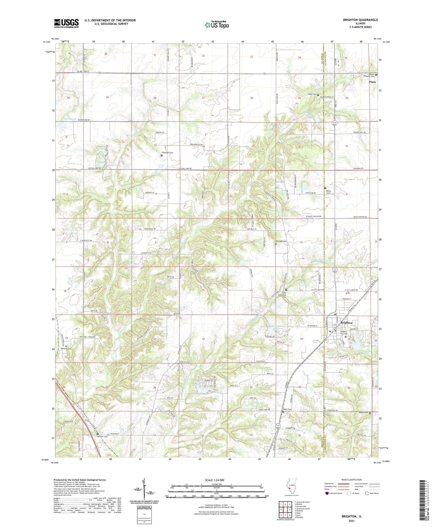 Brighton Illinois US Topo Map Image