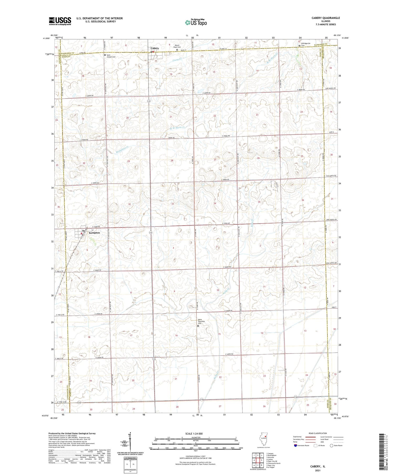 Cabery Illinois US Topo Map Image