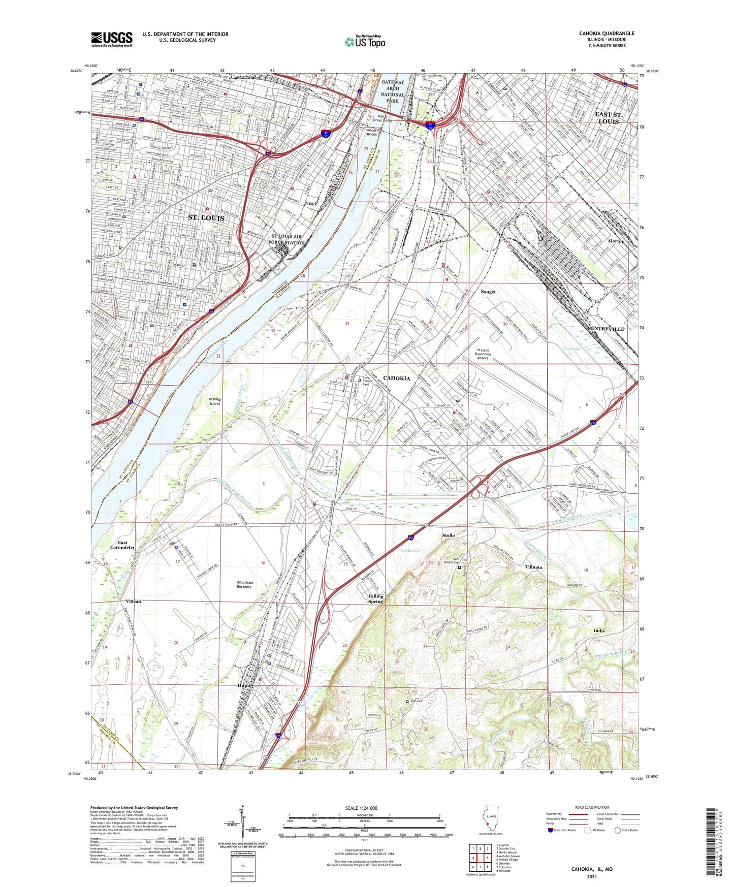 Cahokia Illinois US Topo Map Image