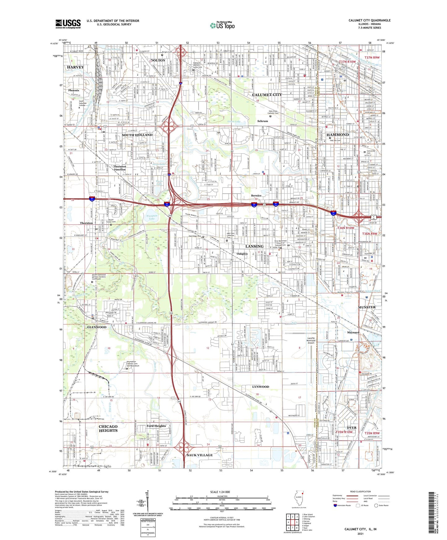 Calumet City Illinois US Topo Map Image