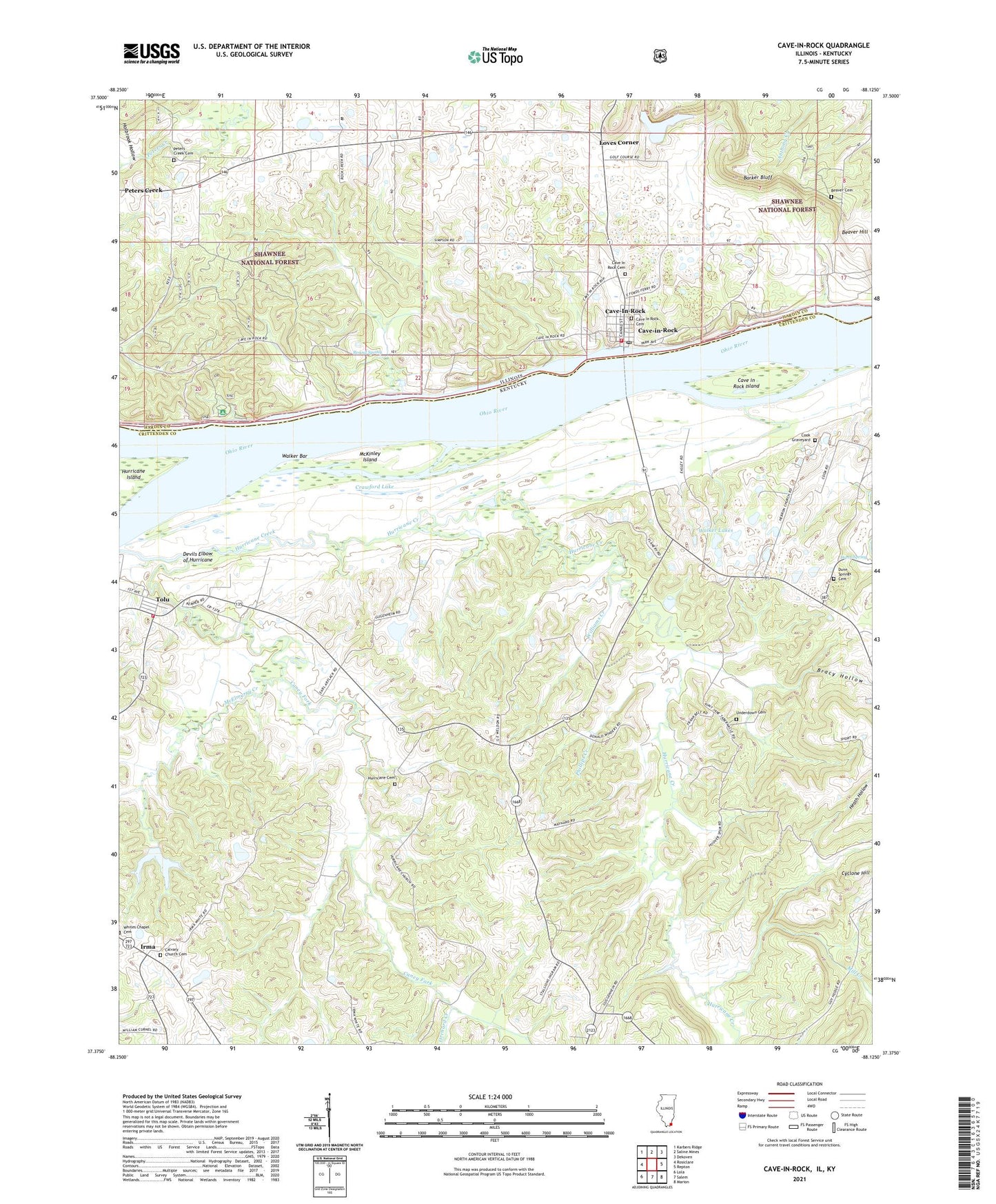 Cave-in-Rock Illinois US Topo Map Image