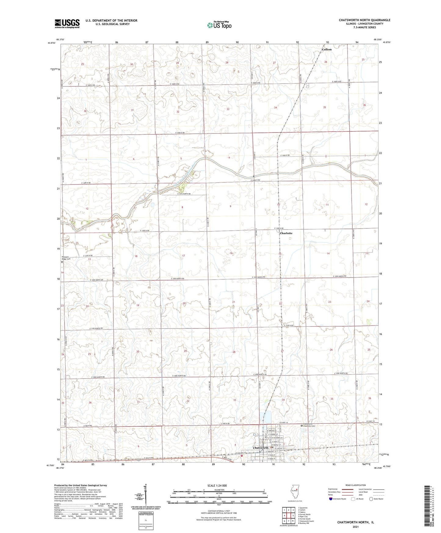 Chatsworth North Illinois US Topo Map Image