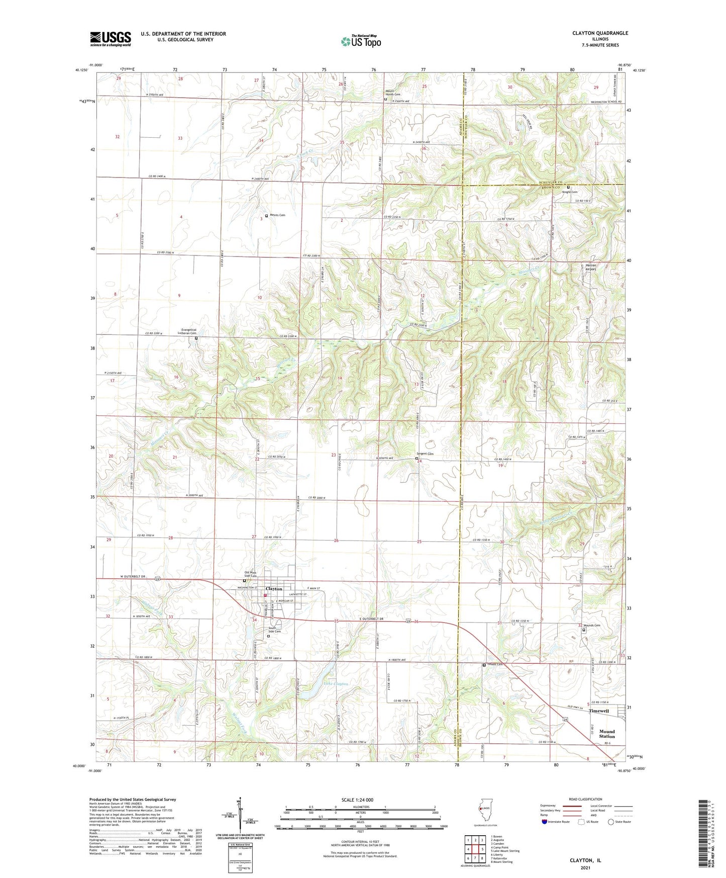 Clayton Illinois US Topo Map Image