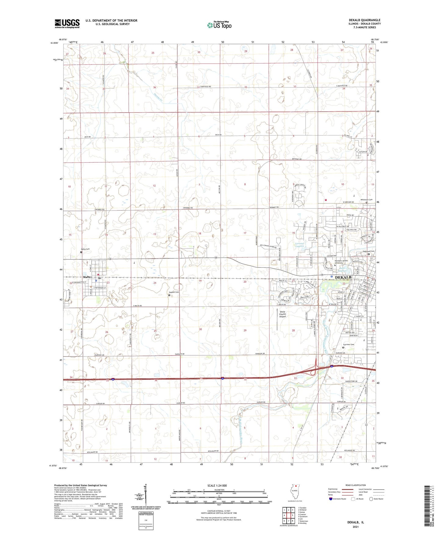 DeKalb Illinois US Topo Map Image