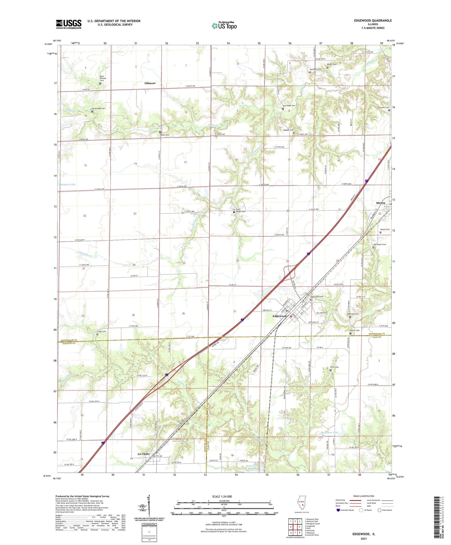 Edgewood Illinois US Topo Map Image