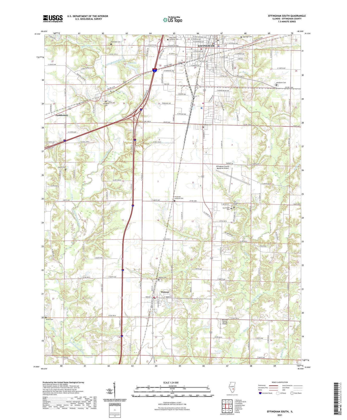 Effingham South Illinois US Topo Map Image