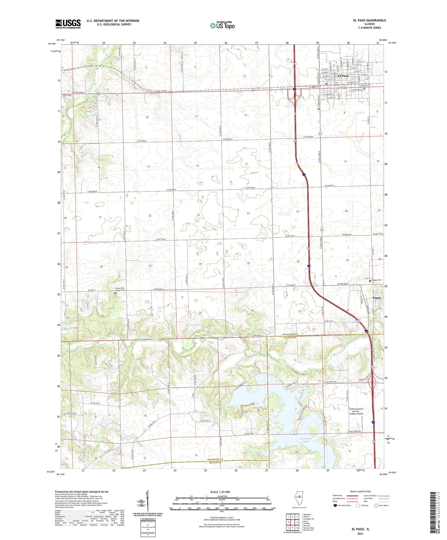 El Paso Illinois US Topo Map Image
