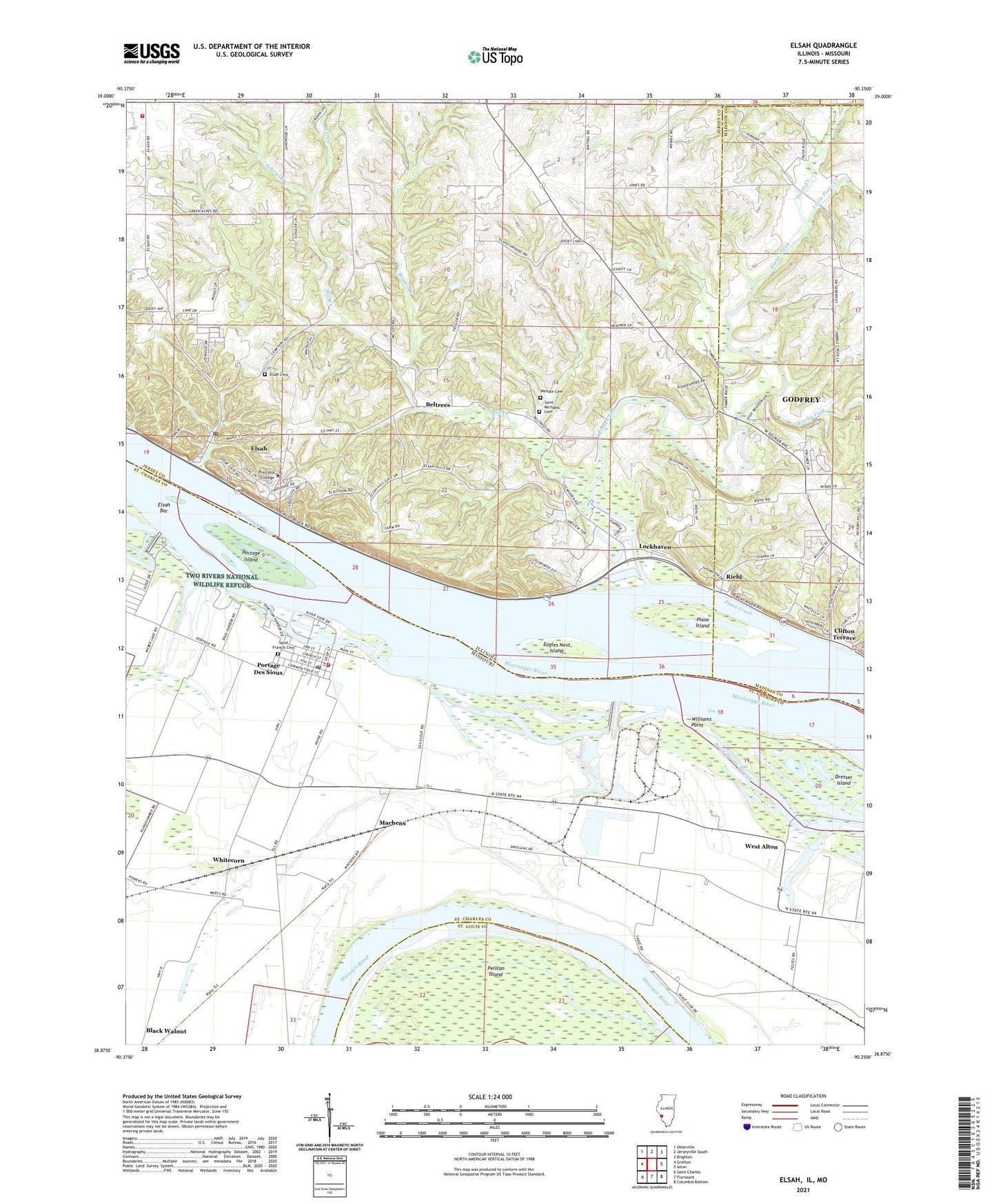 Elsah Illinois US Topo Map Image