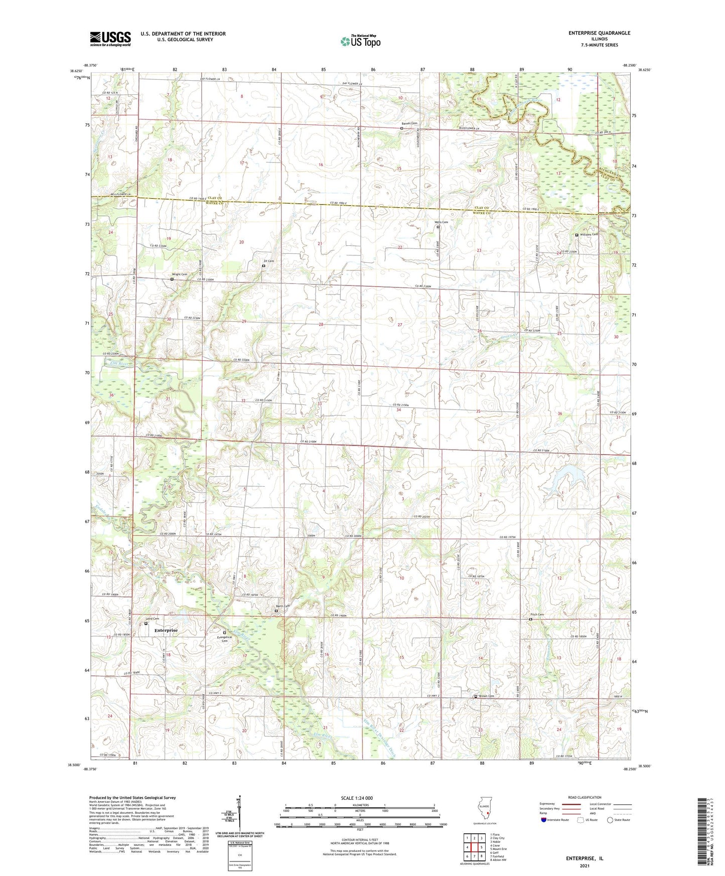 Enterprise Illinois US Topo Map Image