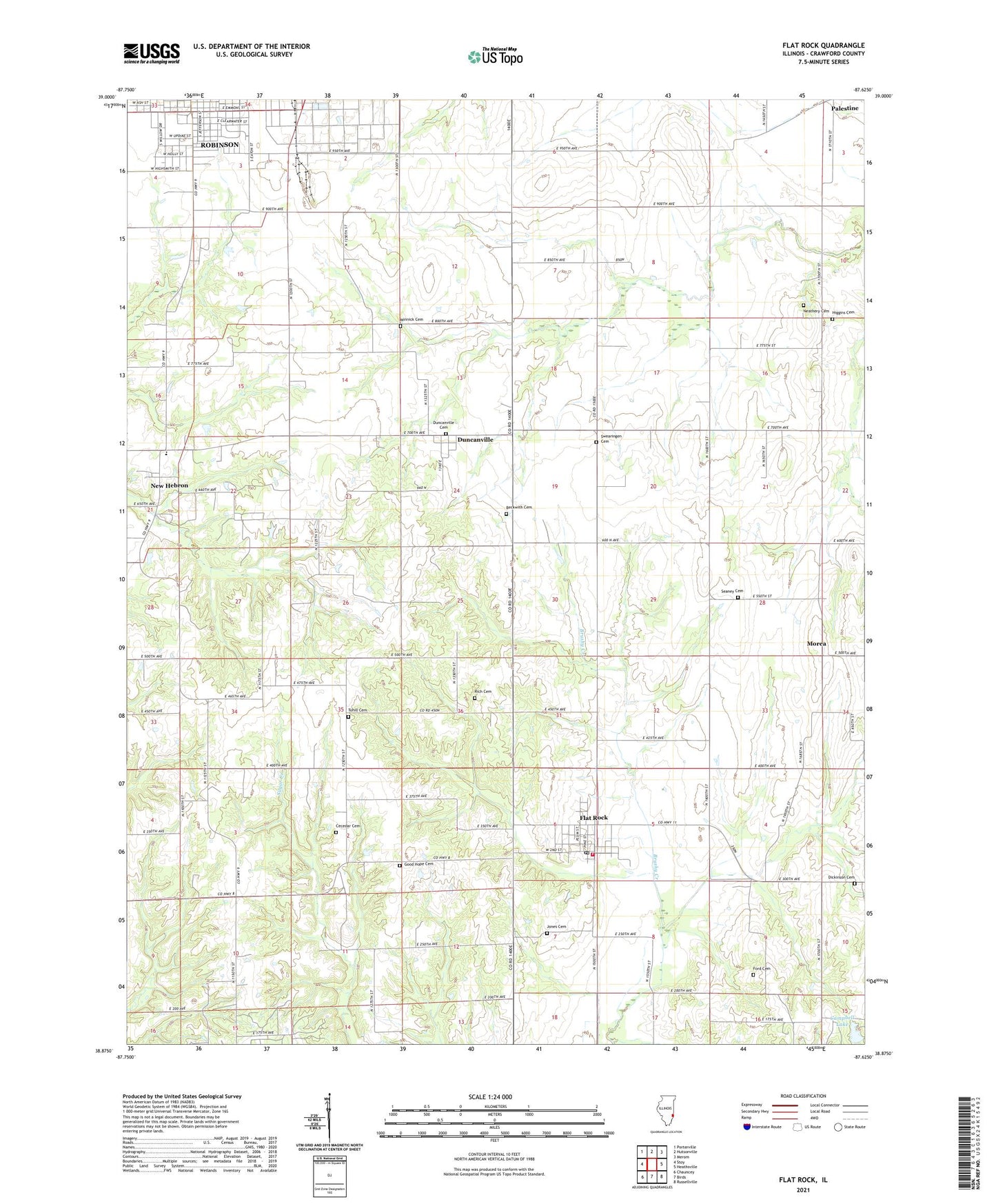 Flat Rock Illinois US Topo Map Image
