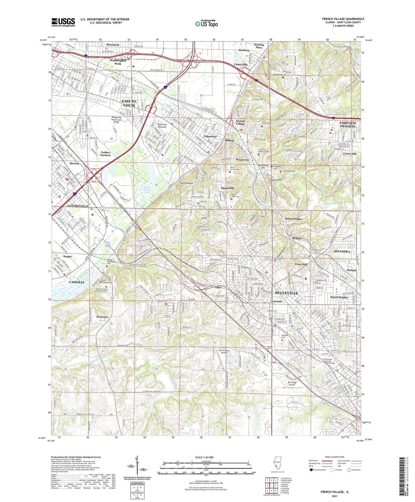 French Village Illinois US Topo Map Image