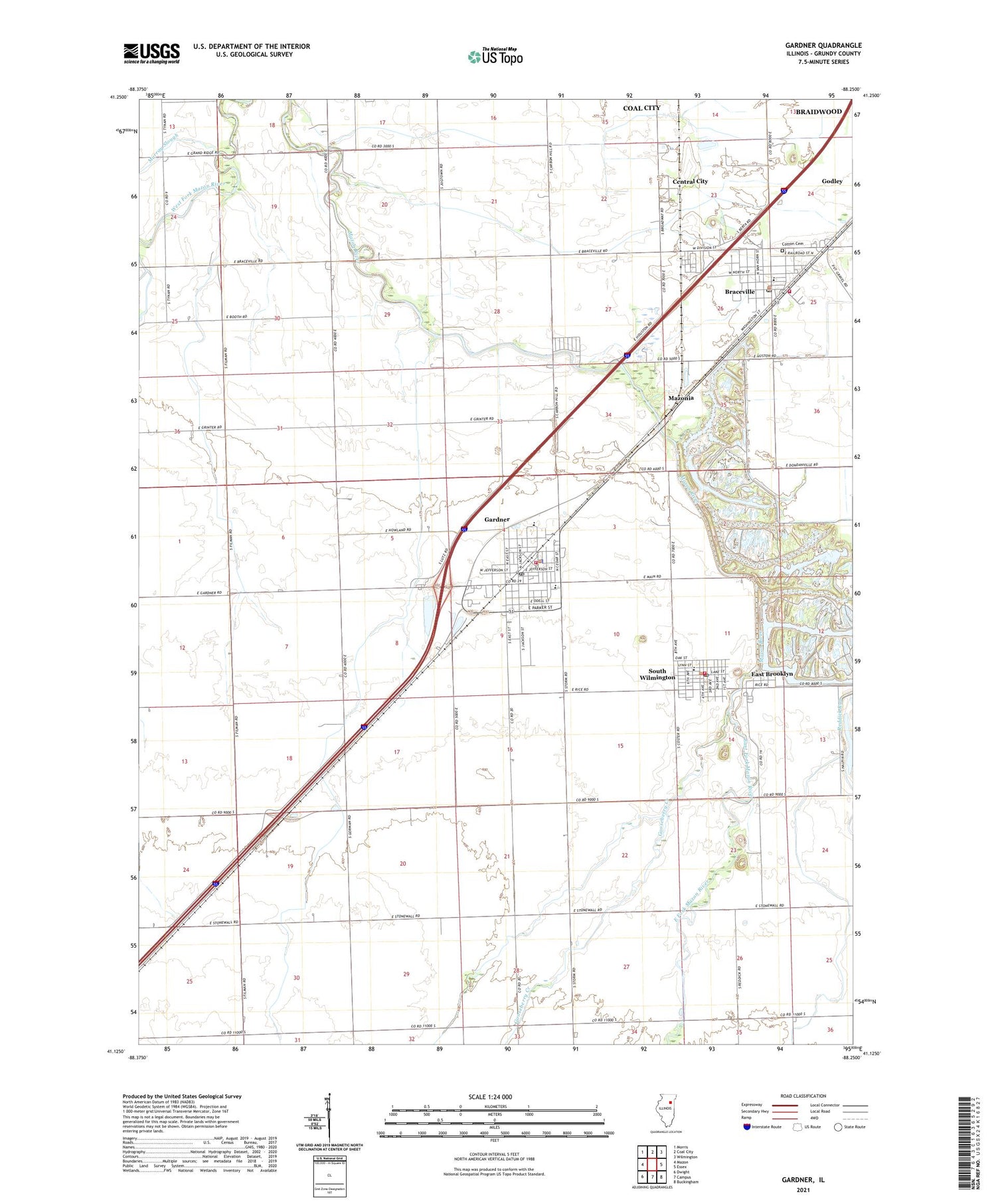 Gardner Illinois US Topo Map Image
