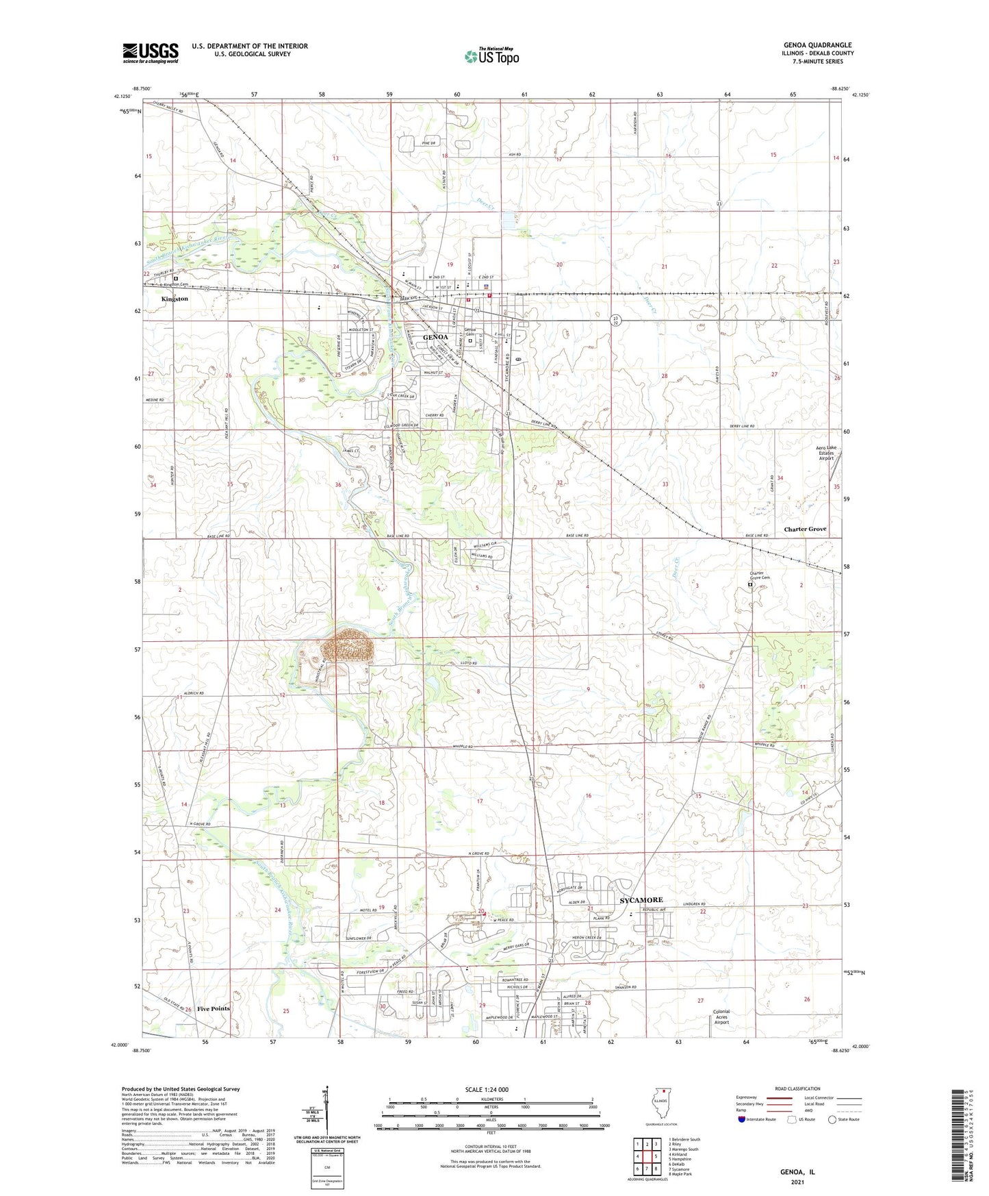 Genoa Illinois US Topo Map Image
