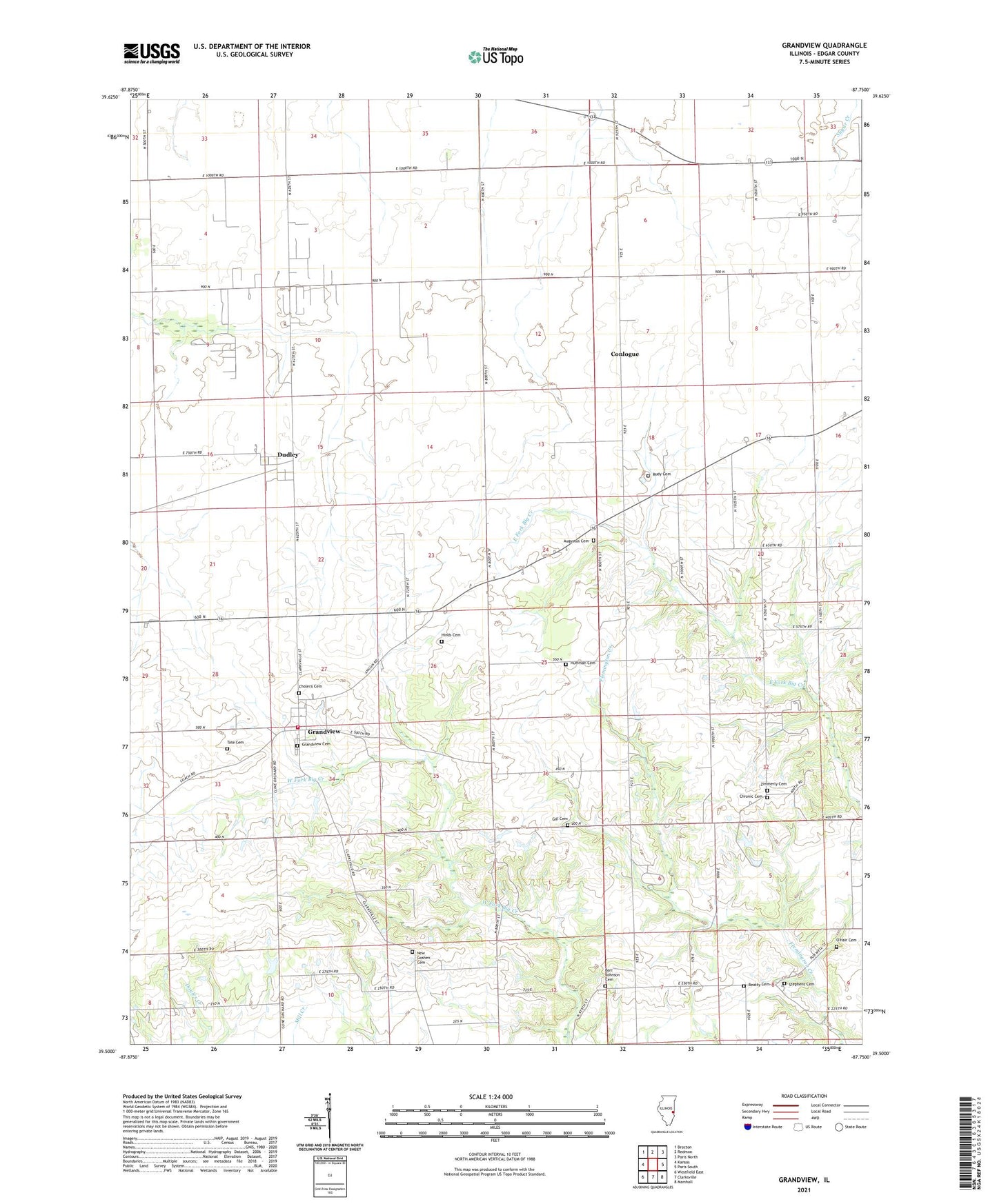 Grandview Illinois US Topo Map Image
